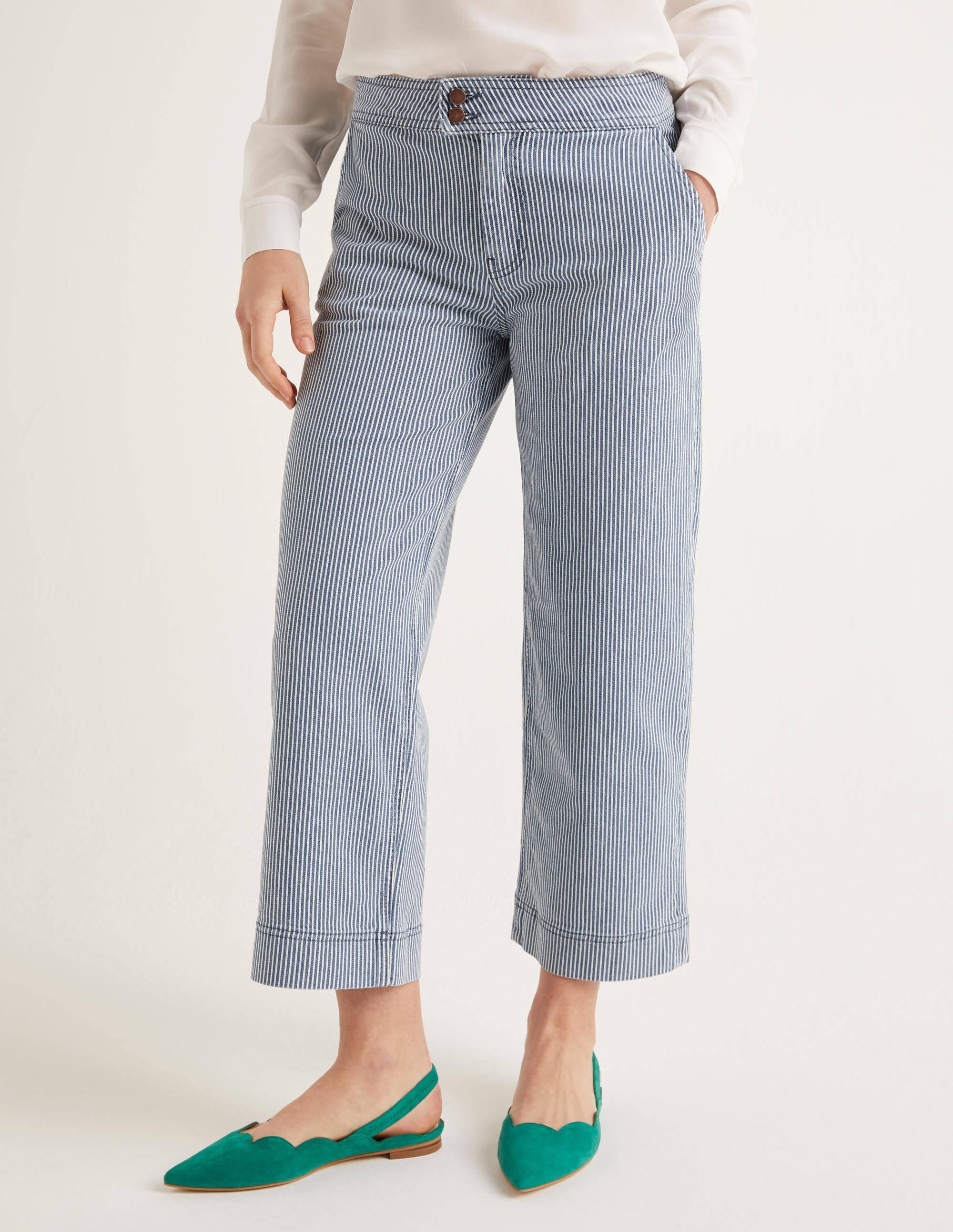 Crop Wide Leg Jeans-Ticking Stripe - Image 1