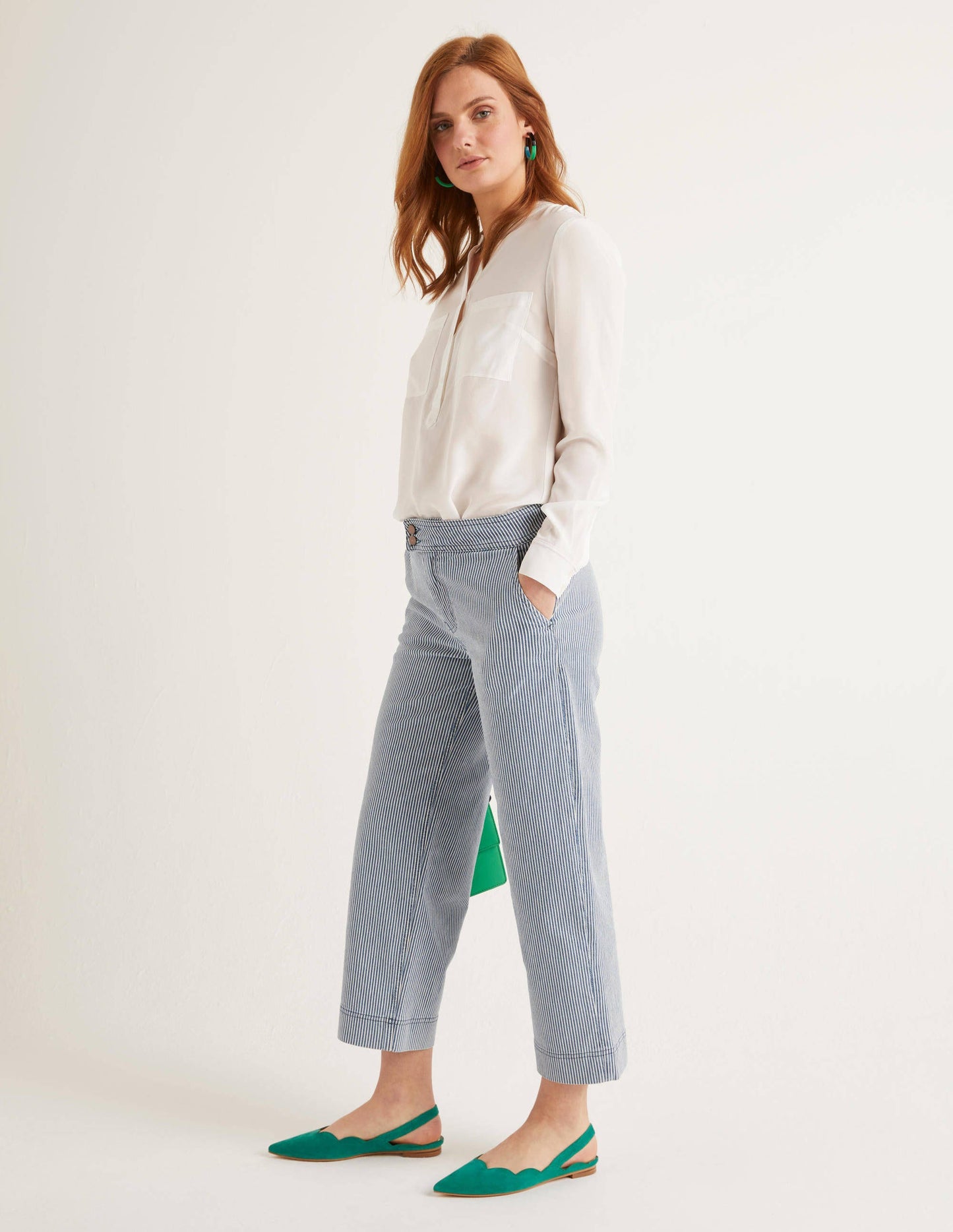 Crop Wide Leg Jeans-Ticking Stripe