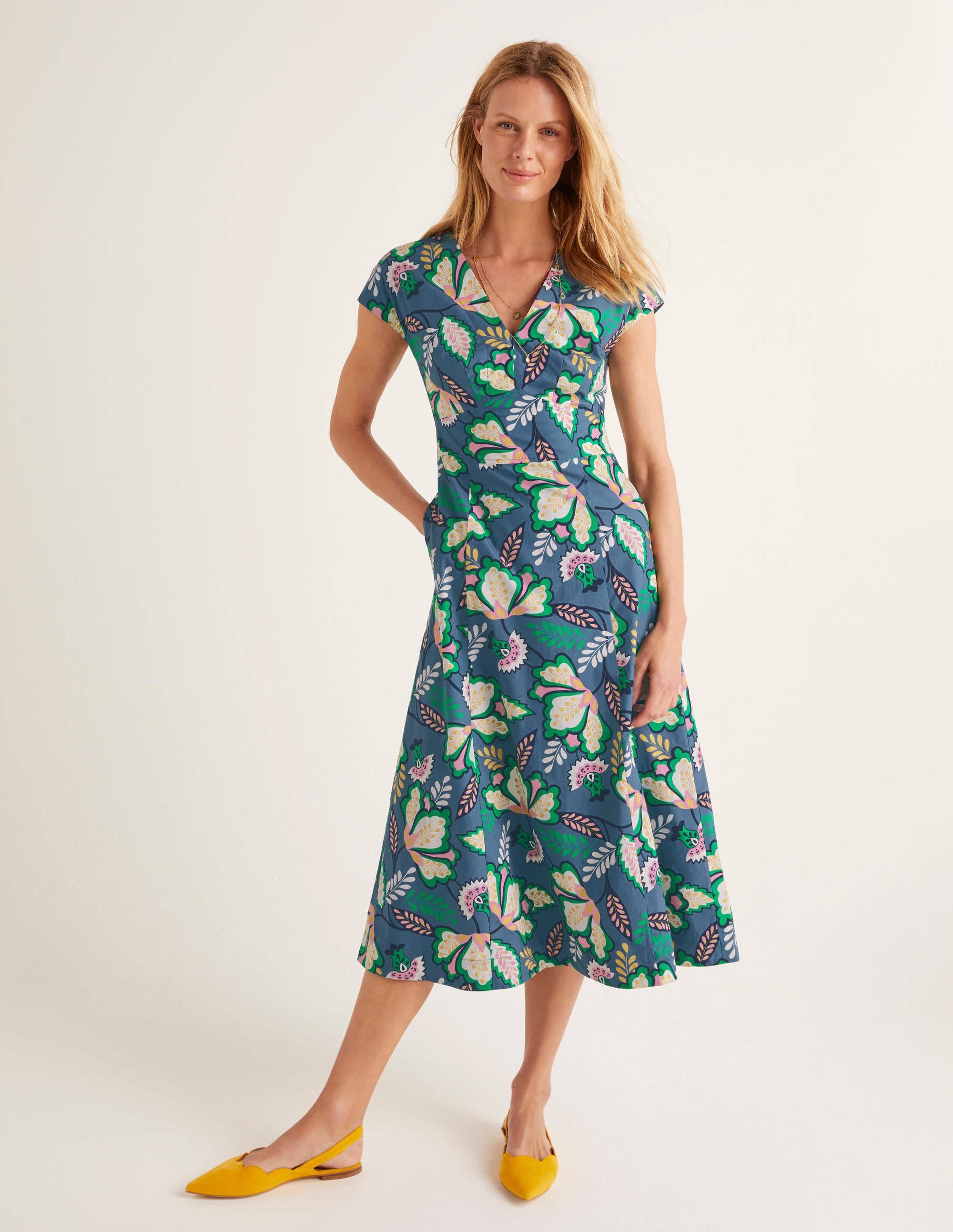 Natasha Cotton Dress-Sailor, Jungle Bloom - Image 2