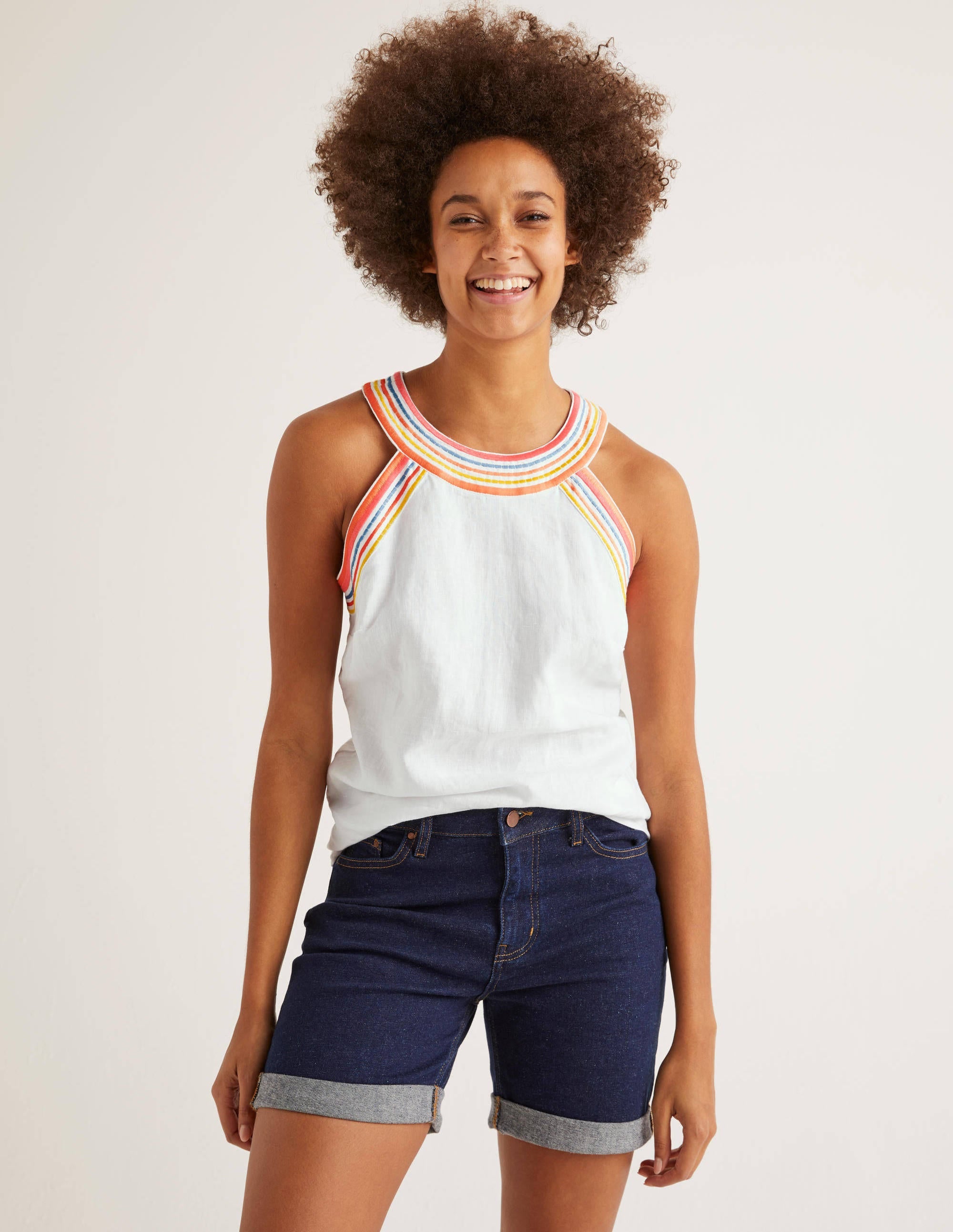 Dollie Embroidered Linen Top-White - Image 4