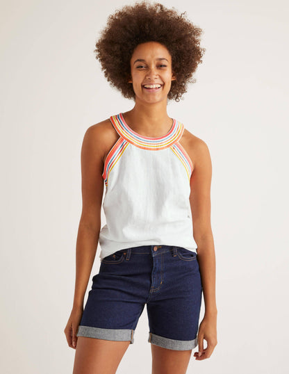 Dollie Embroidered Linen Top-White-4