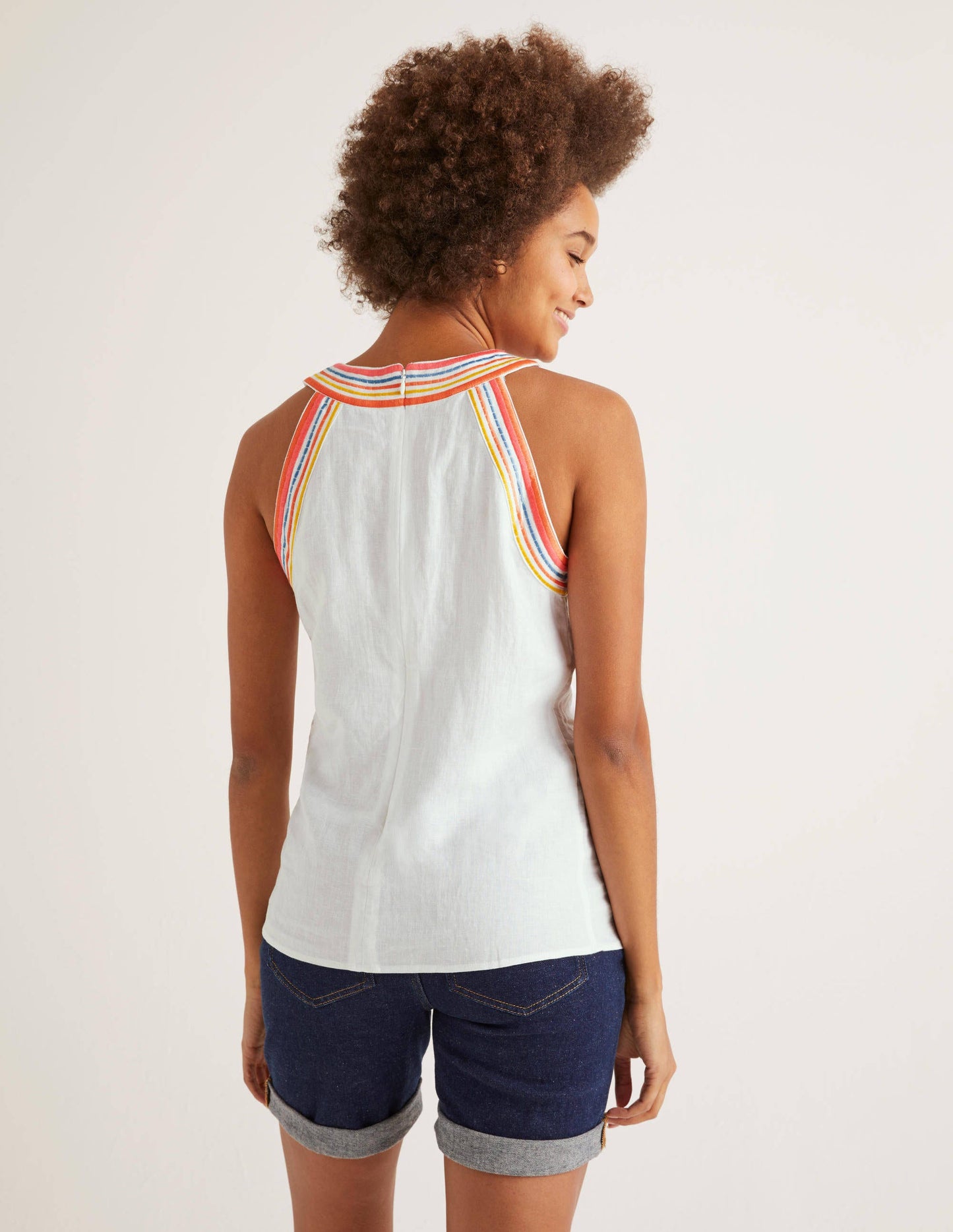 Dollie Embroidered Linen Top-White