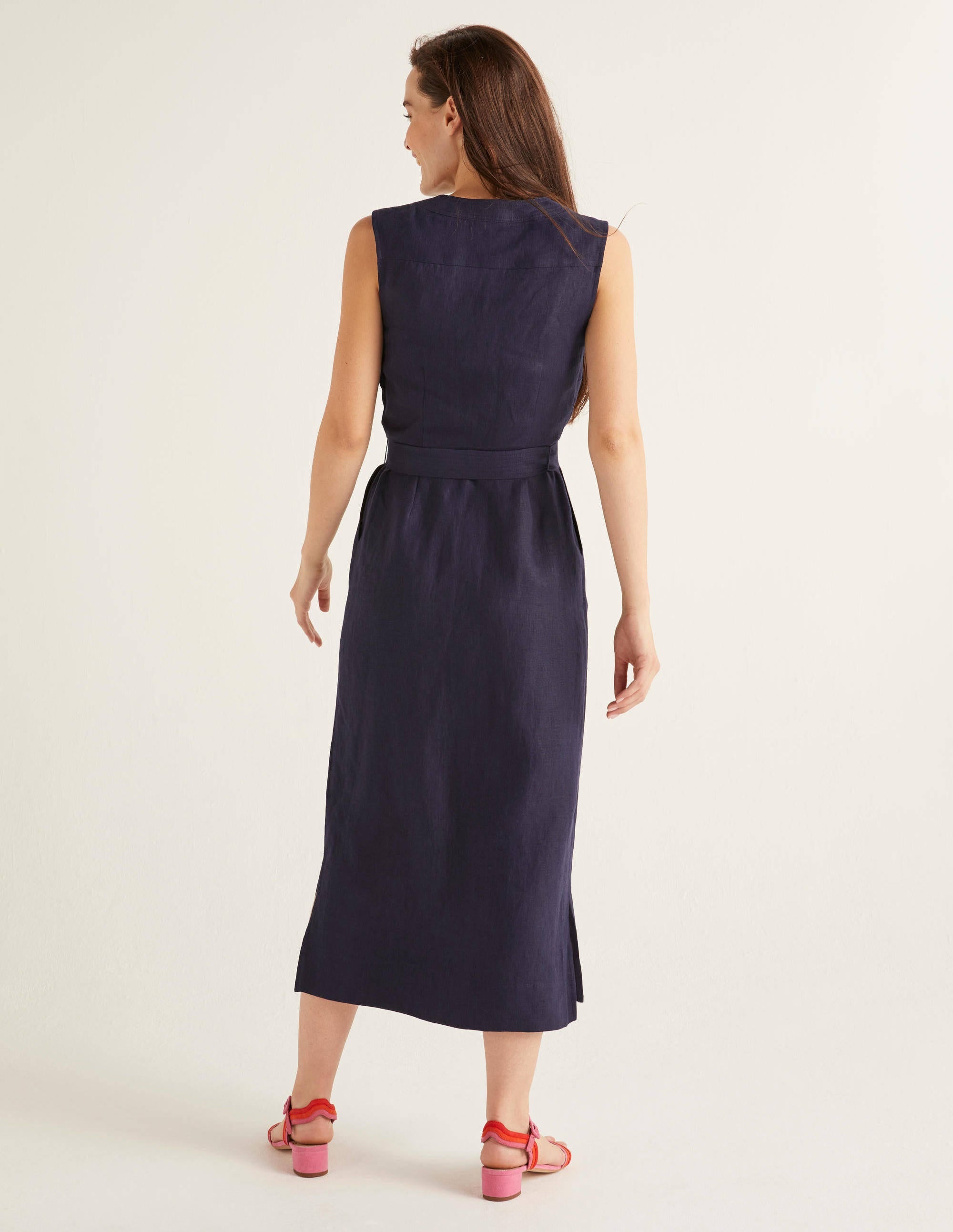 Catriona Linen Dress-Navy - Image 3