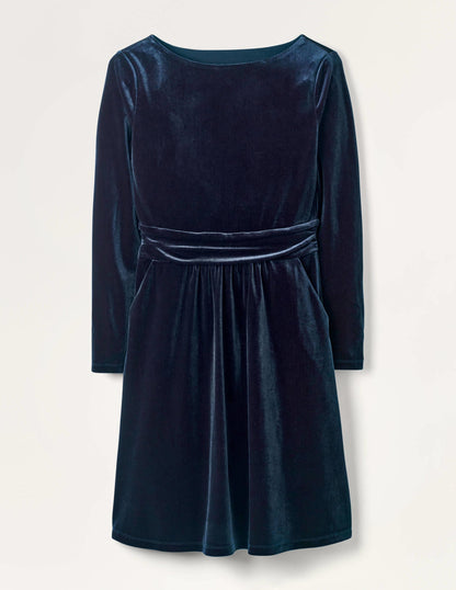 Abigail Velvet Dress-Navy-5