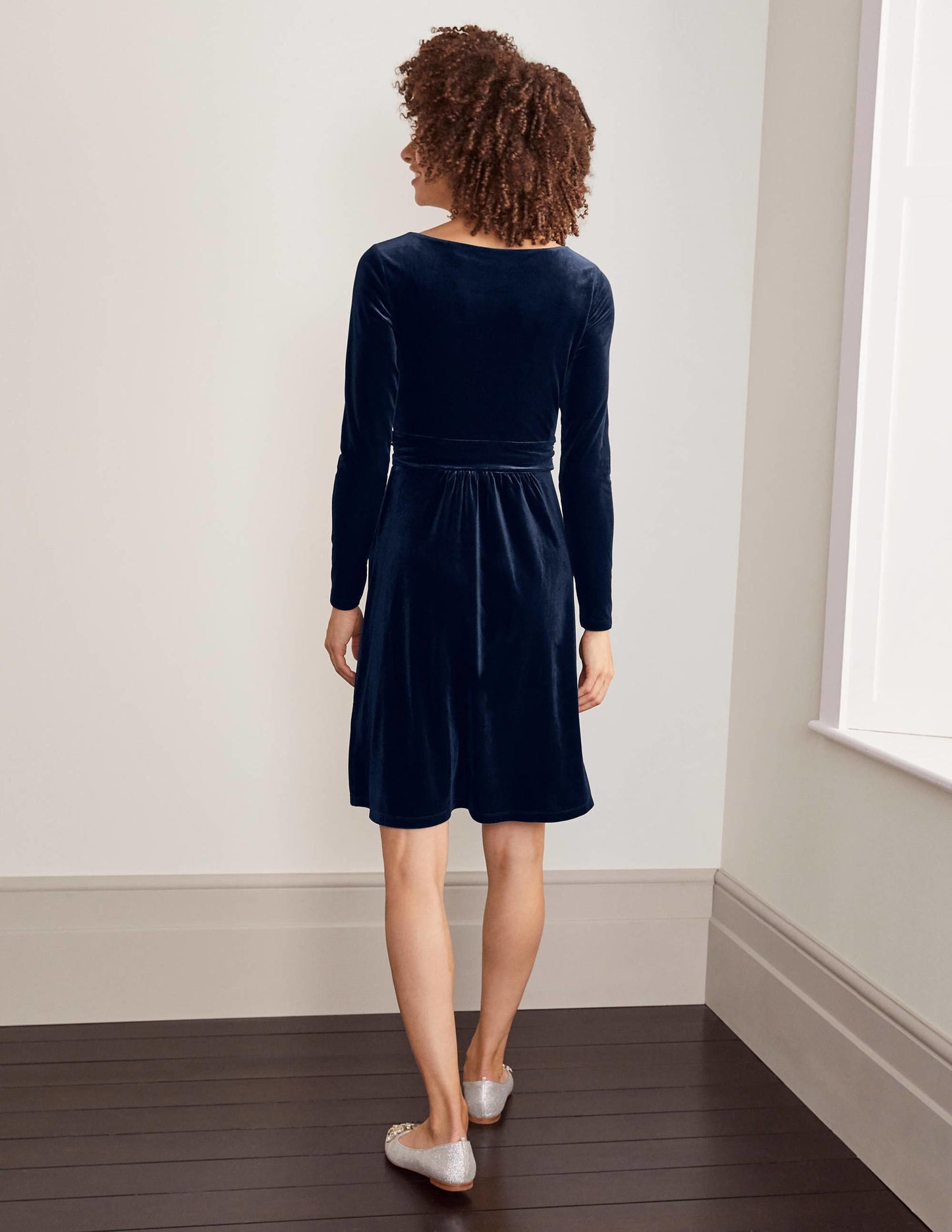 Abigail Velvet Dress-Navy
