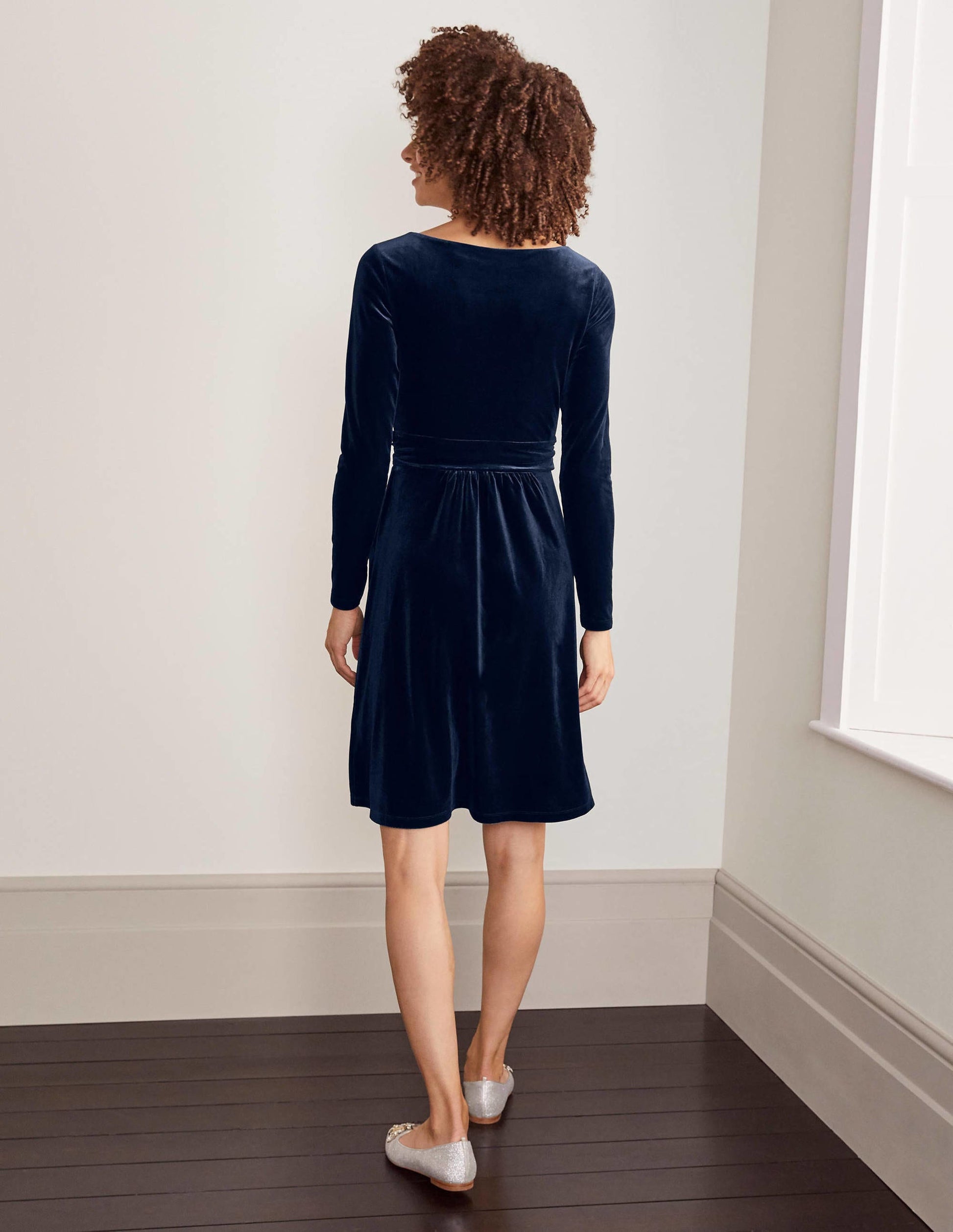 Abigail Velvet Dress-Navy-3