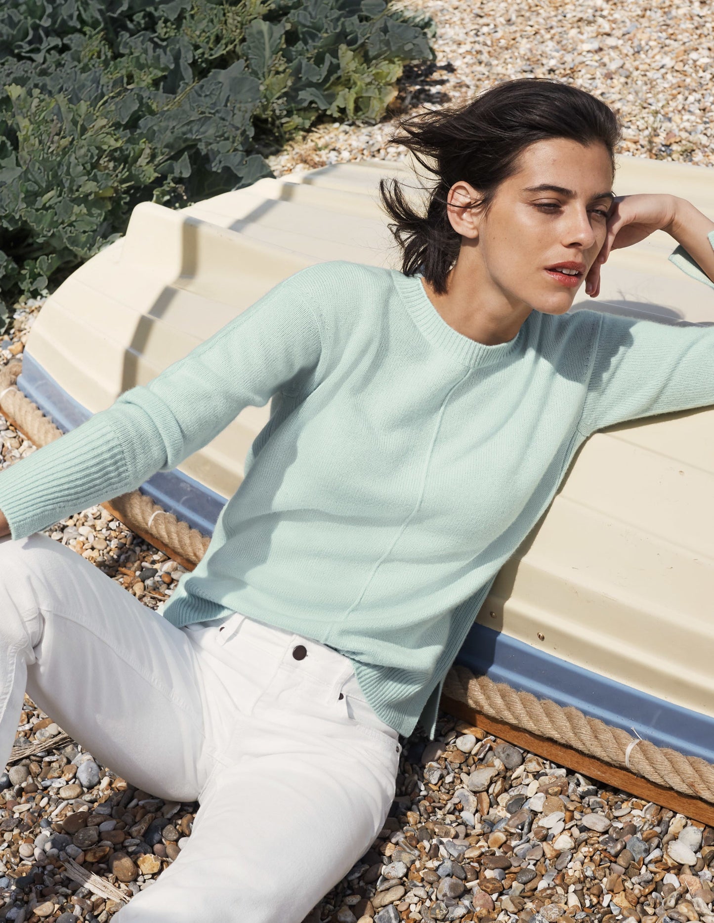 Derby Relaxed Cashmere Jumper-Cut Glass Blue