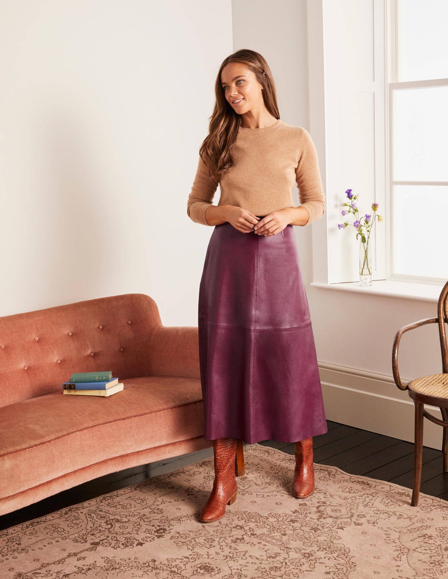 Catriona Leather Skirt-Ruby Ring