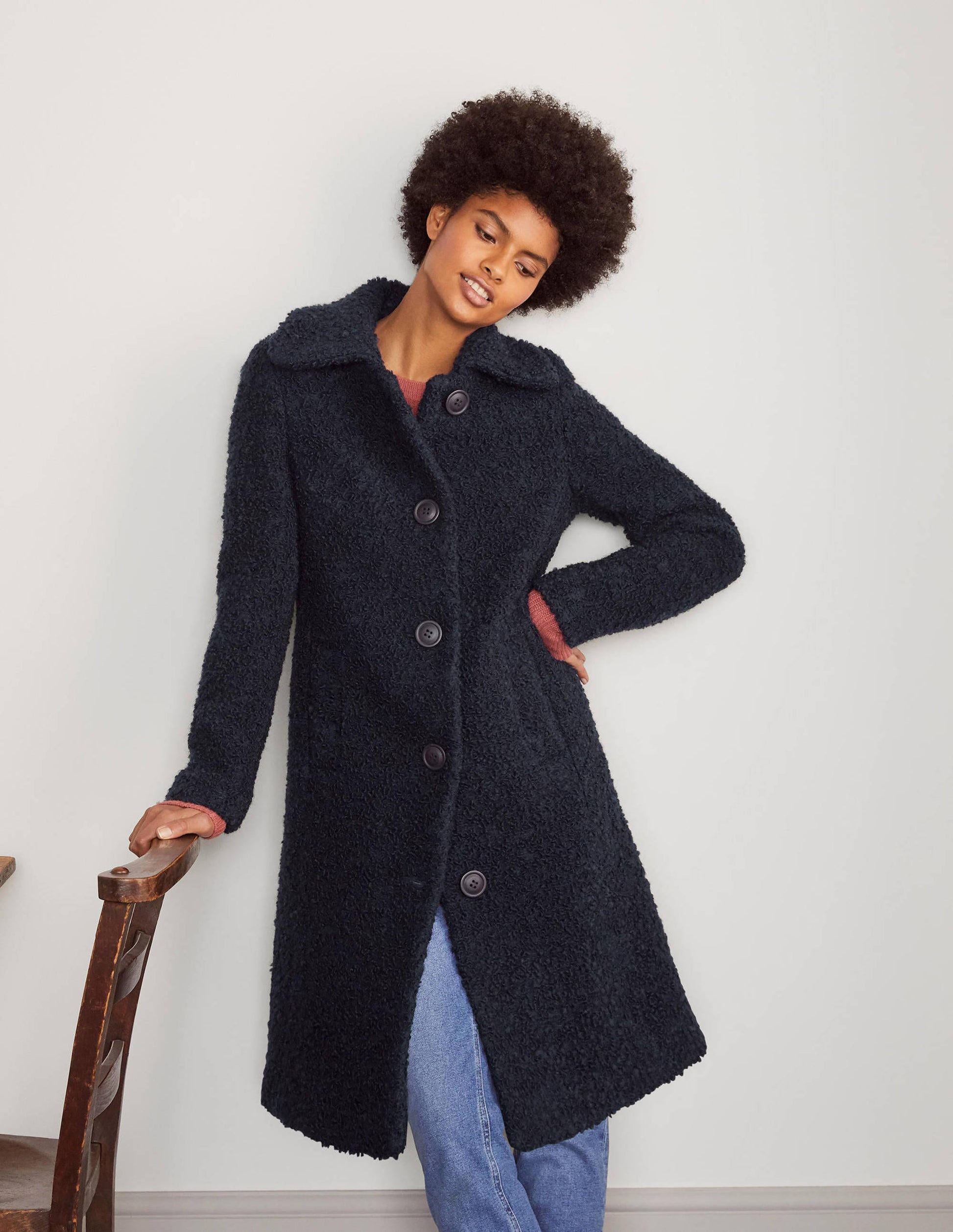 Elveden Textured Coat-Navy-4
