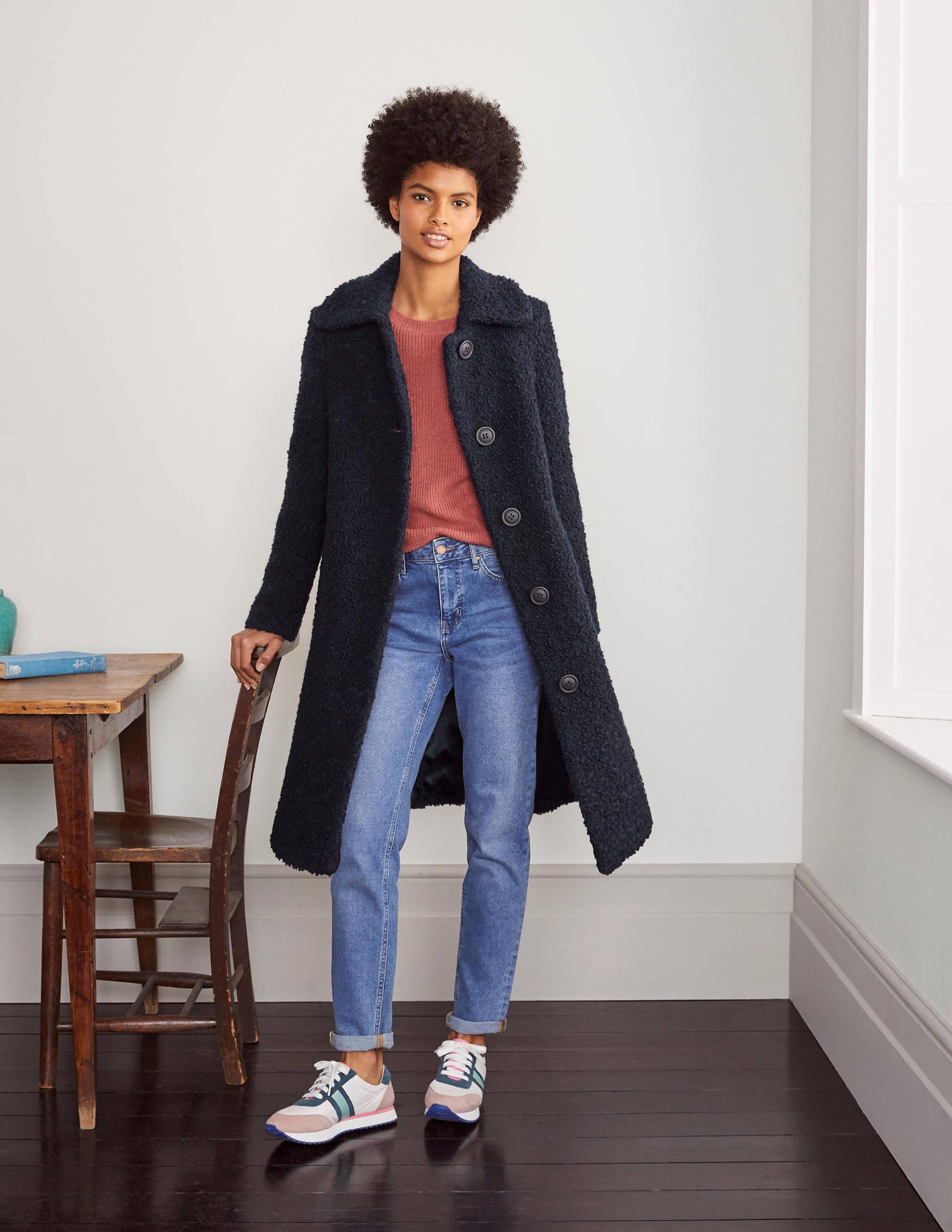 Elveden Textured Coat-Navy-1
