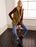 Haddon Faux Fur Gilet-Camel