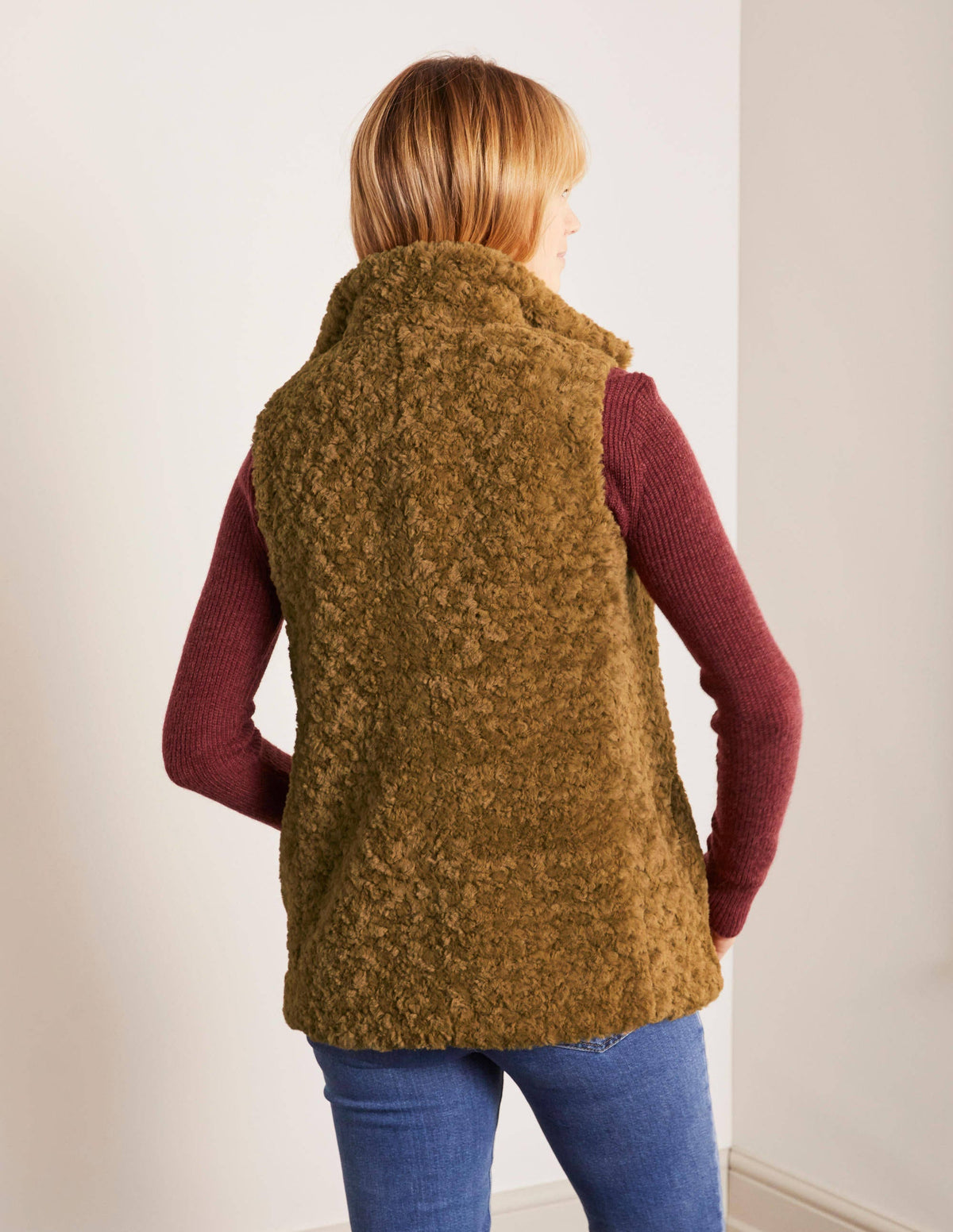 Haddon Faux Fur Gilet-Camel - Image 2