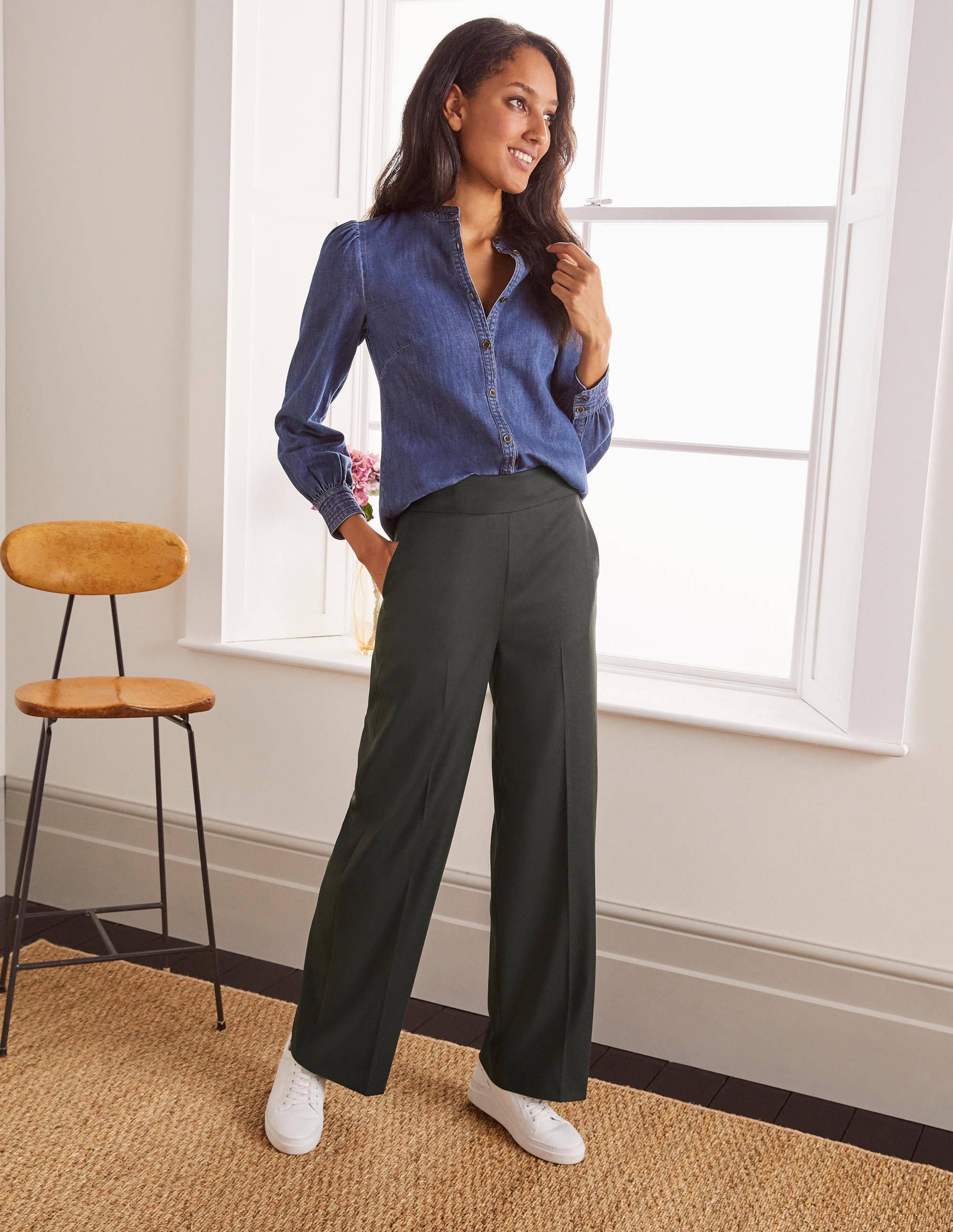 Wesley Wool Trousers-Deep Forest Melange - Image 4