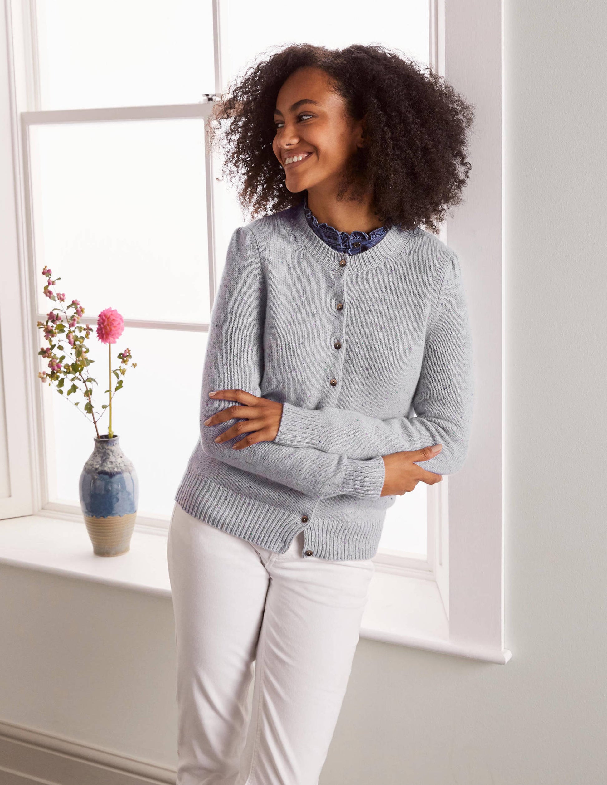 Beaufort Cashmere Cardigan-Winter Slate Nep-1