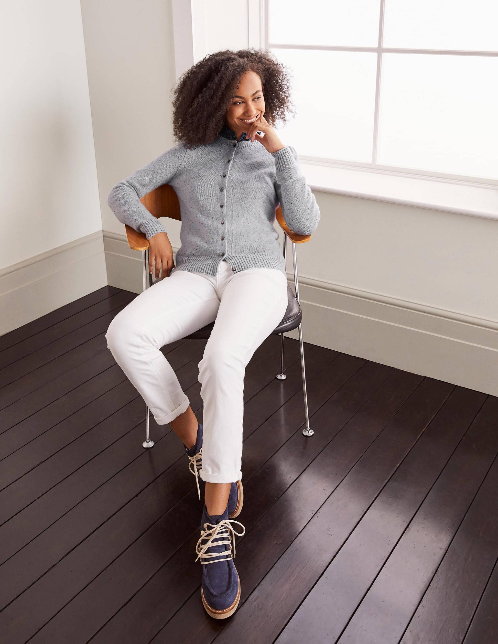 Beaufort Cashmere Cardigan-Winter Slate Nep-2