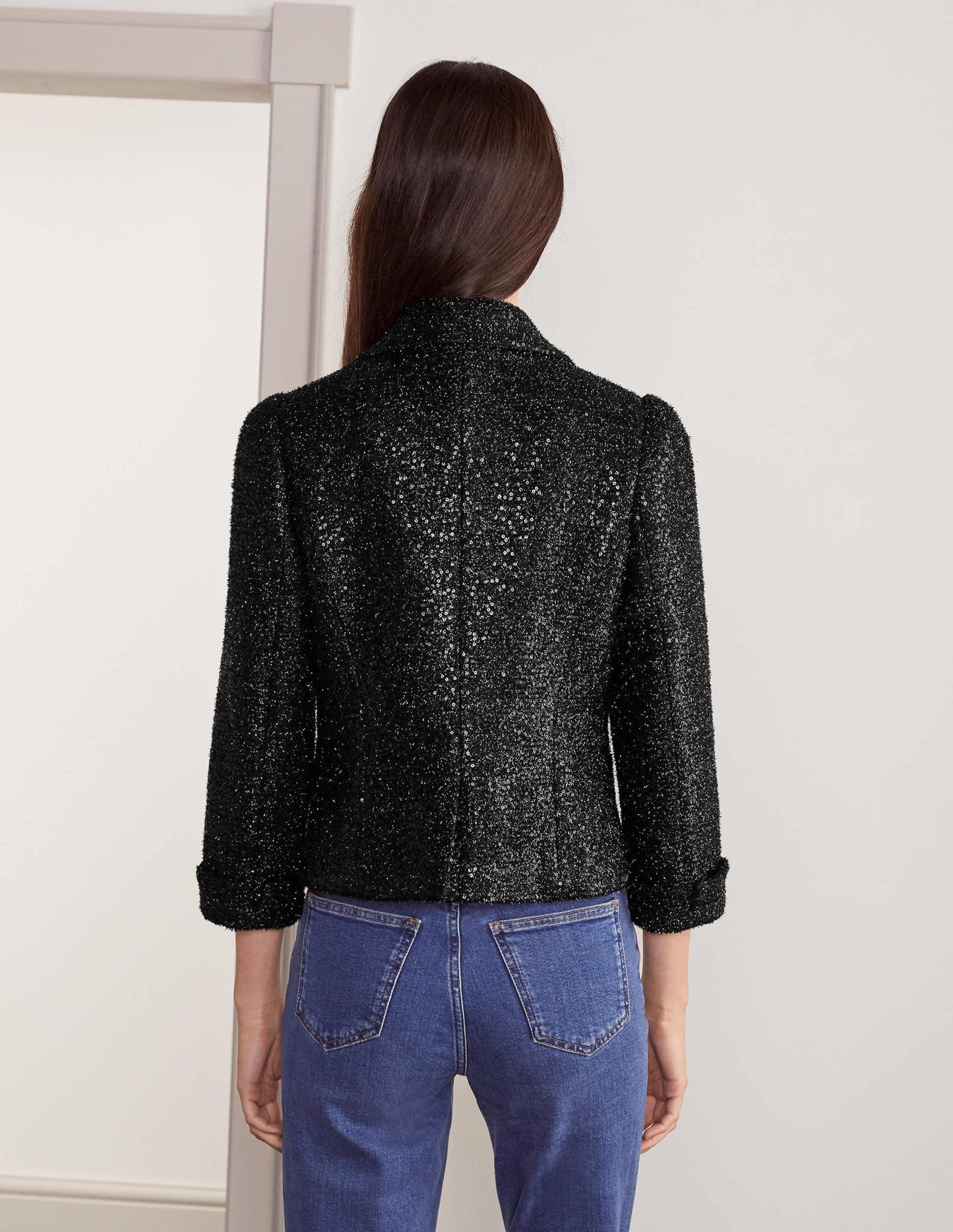 Imelda Sequin Jacket-Black Sequin