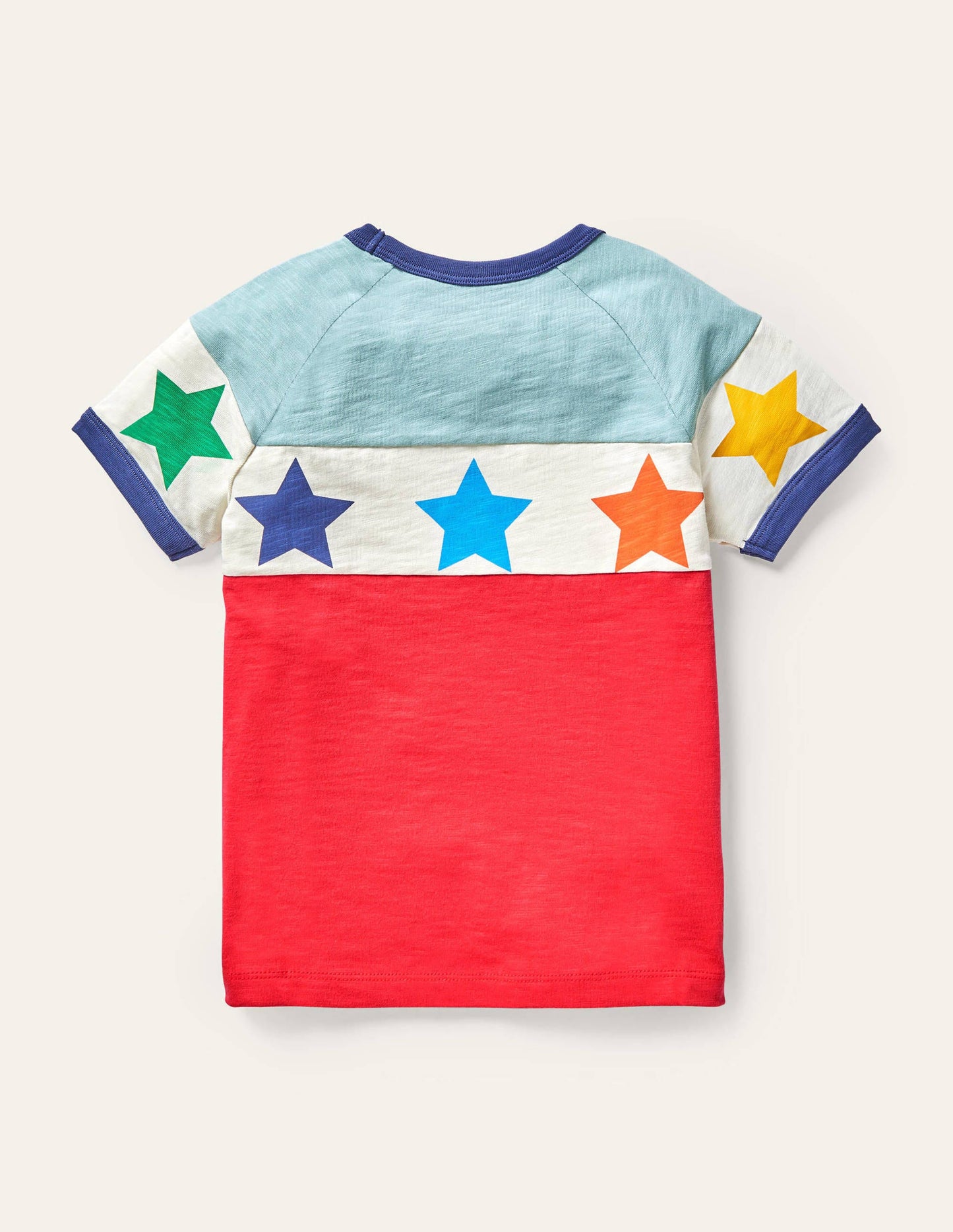 Colourblock Raglan T-shirt-Misty Blue/Strawberry Tart Red