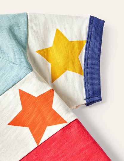 Colourblock Raglan T-shirt-Misty Blue/Strawberry Tart Red-2