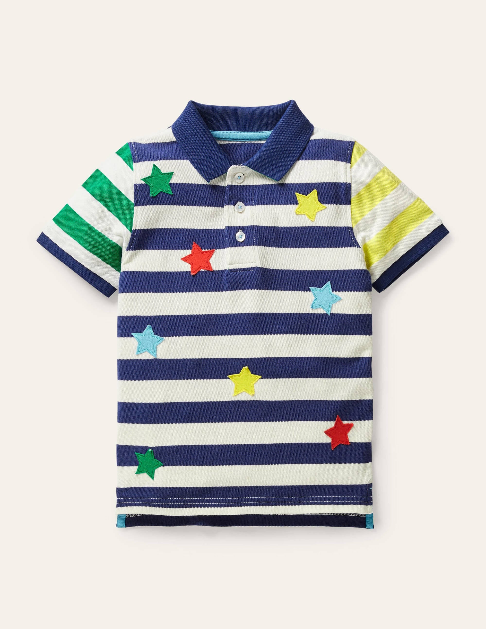 Piqué Polo Shirt-Navy/Ivory Hotchpotch Stars - Image 1