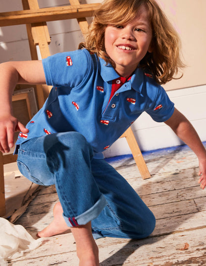 Piqué Polo Shirt-Elizabethan Blue Fire Engines-1