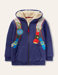 Shaggy-lined Appliqué Hoodie-Starboard Blue Backpack
