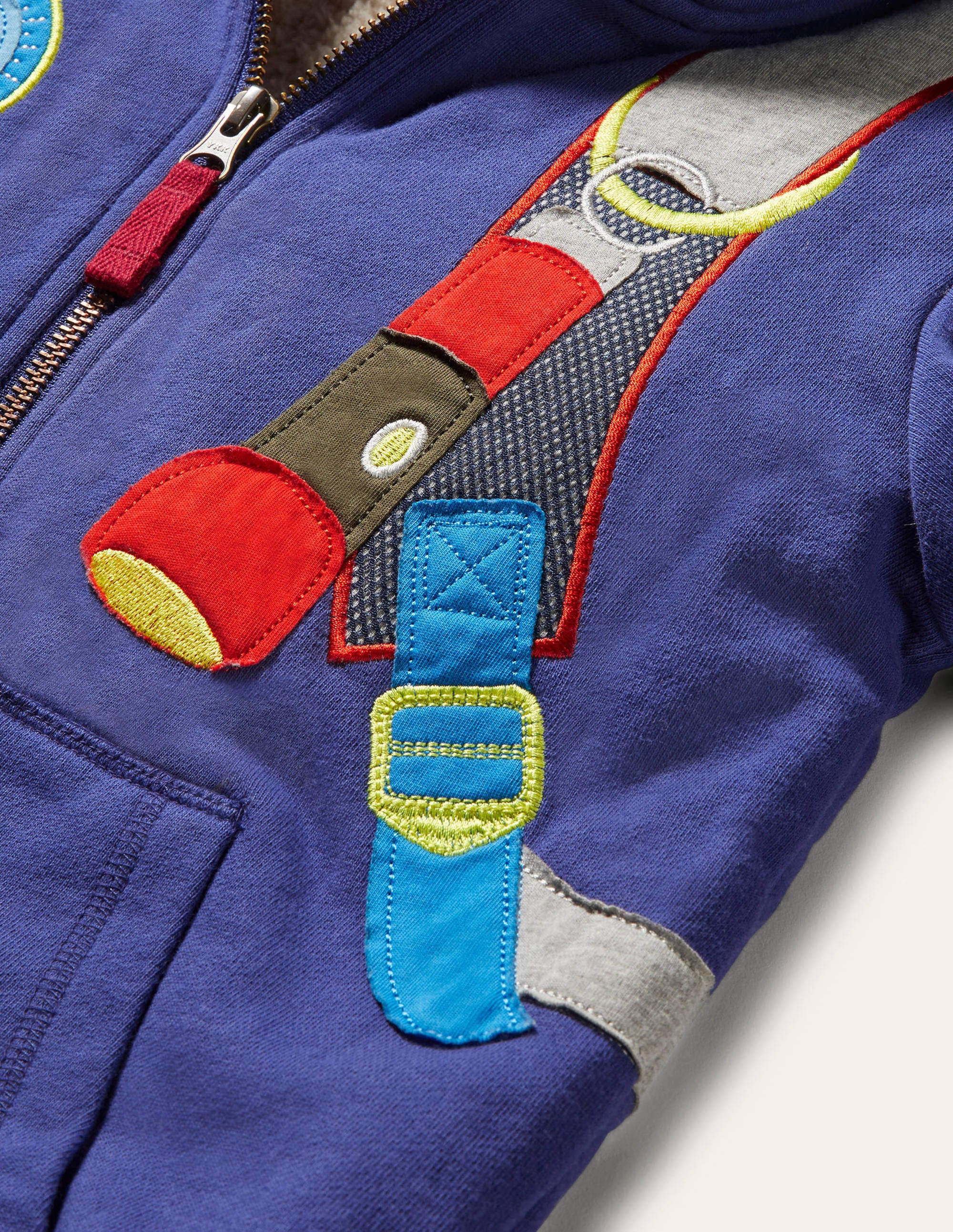 Shaggy-lined Appliqué Hoodie-Starboard Blue Backpack - Image 3