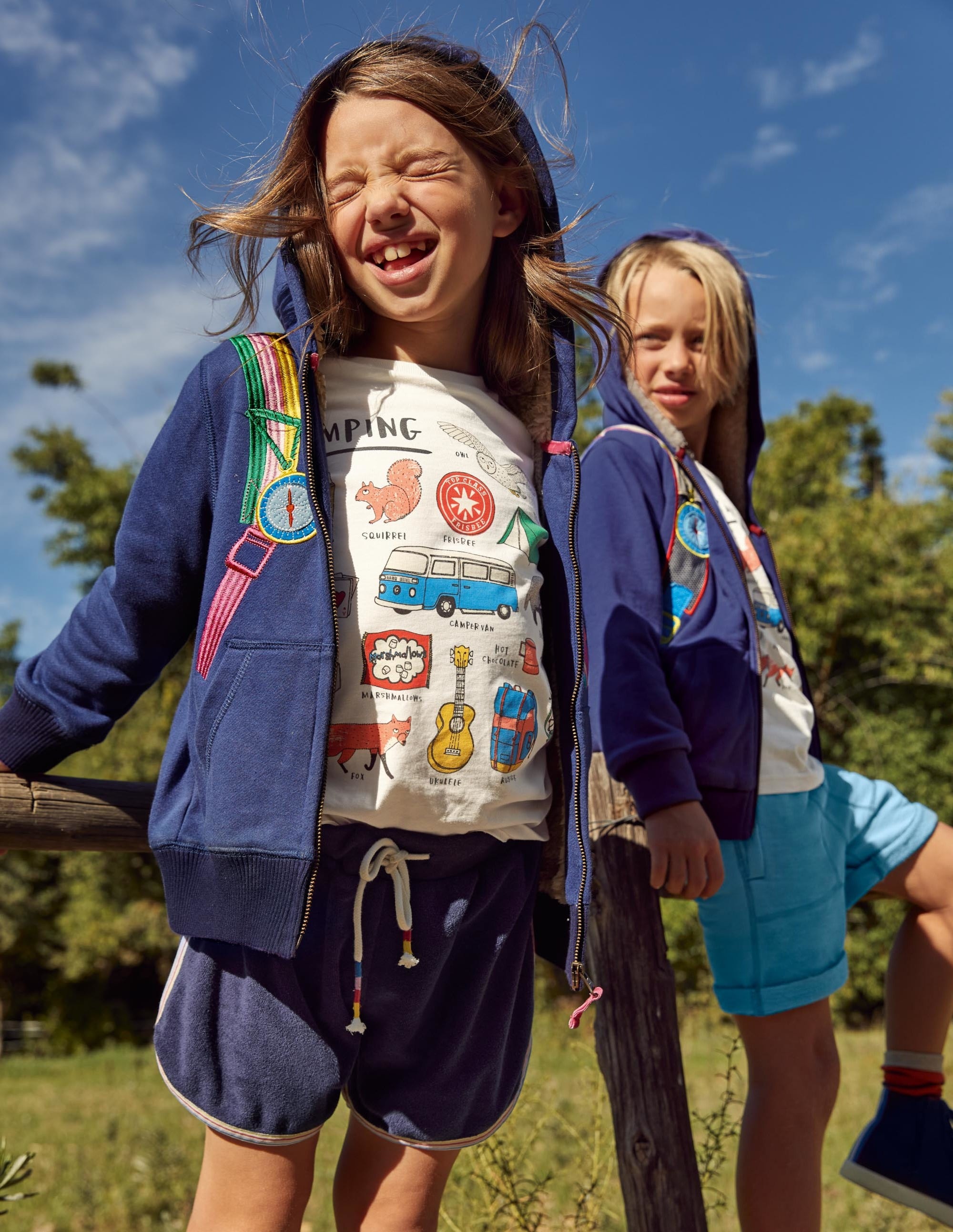 Shaggy-lined Appliqué Hoodie-Starboard Blue Backpack - Image 4