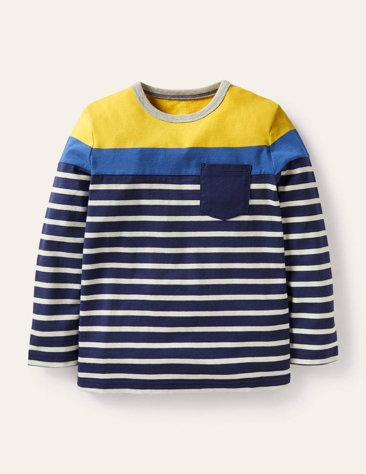 Colourblock Breton T-Shirt-Sweetcorn Yellow/Navy