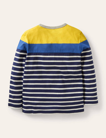 Colourblock Breton T-Shirt-Sweetcorn Yellow/Navy-2