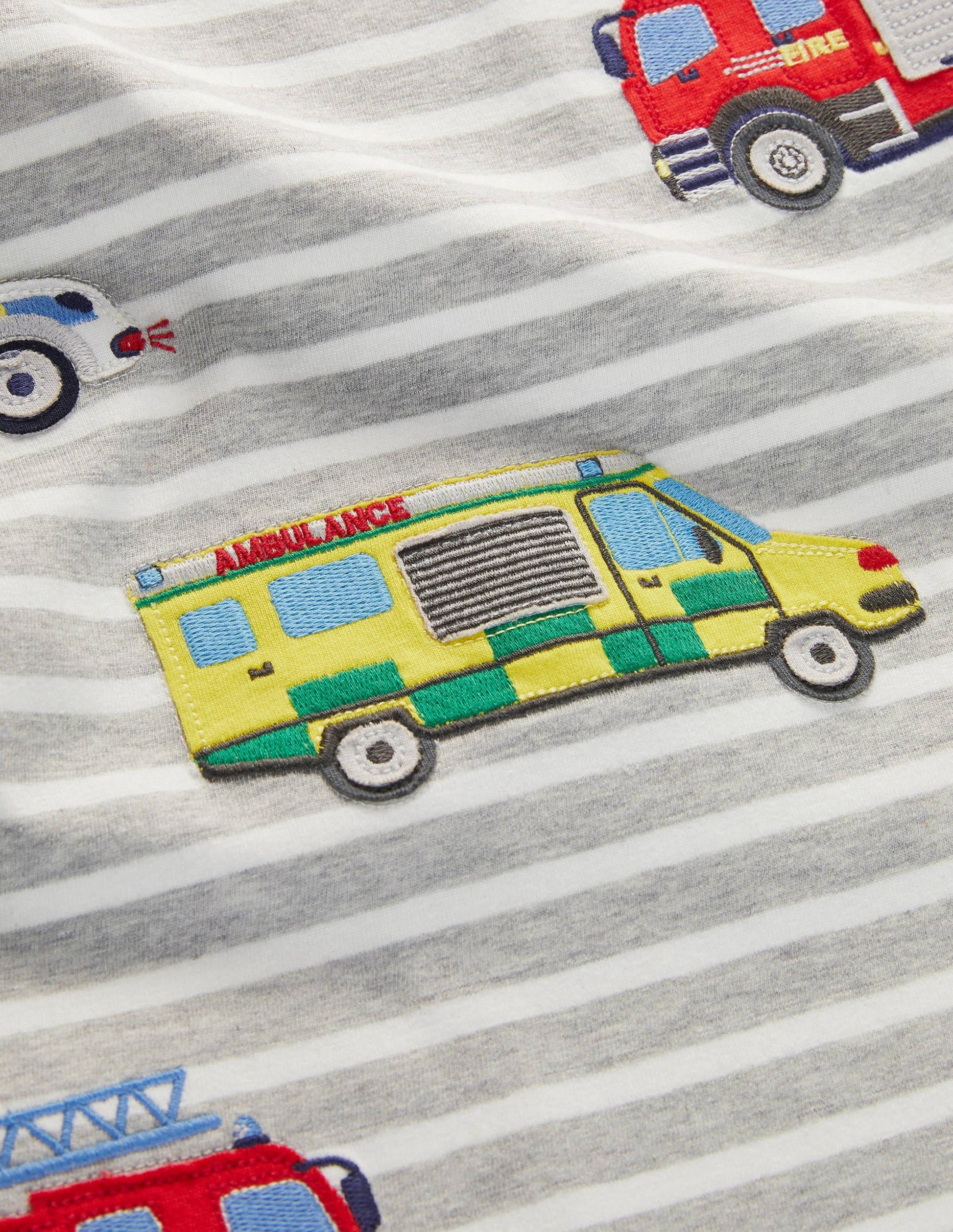 Appliqué Breton T-shirt-Grey Marl/Ivory Vehicles-3