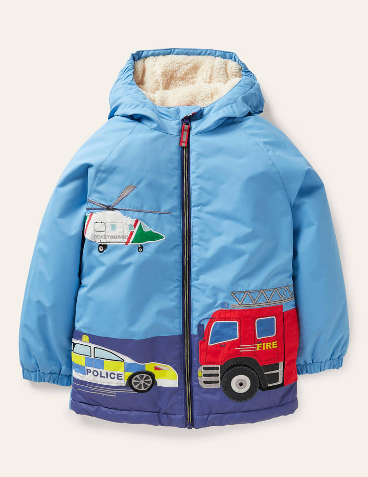 Cosy Sherpa-lined Anorak-Surfboard Blue Vehicles