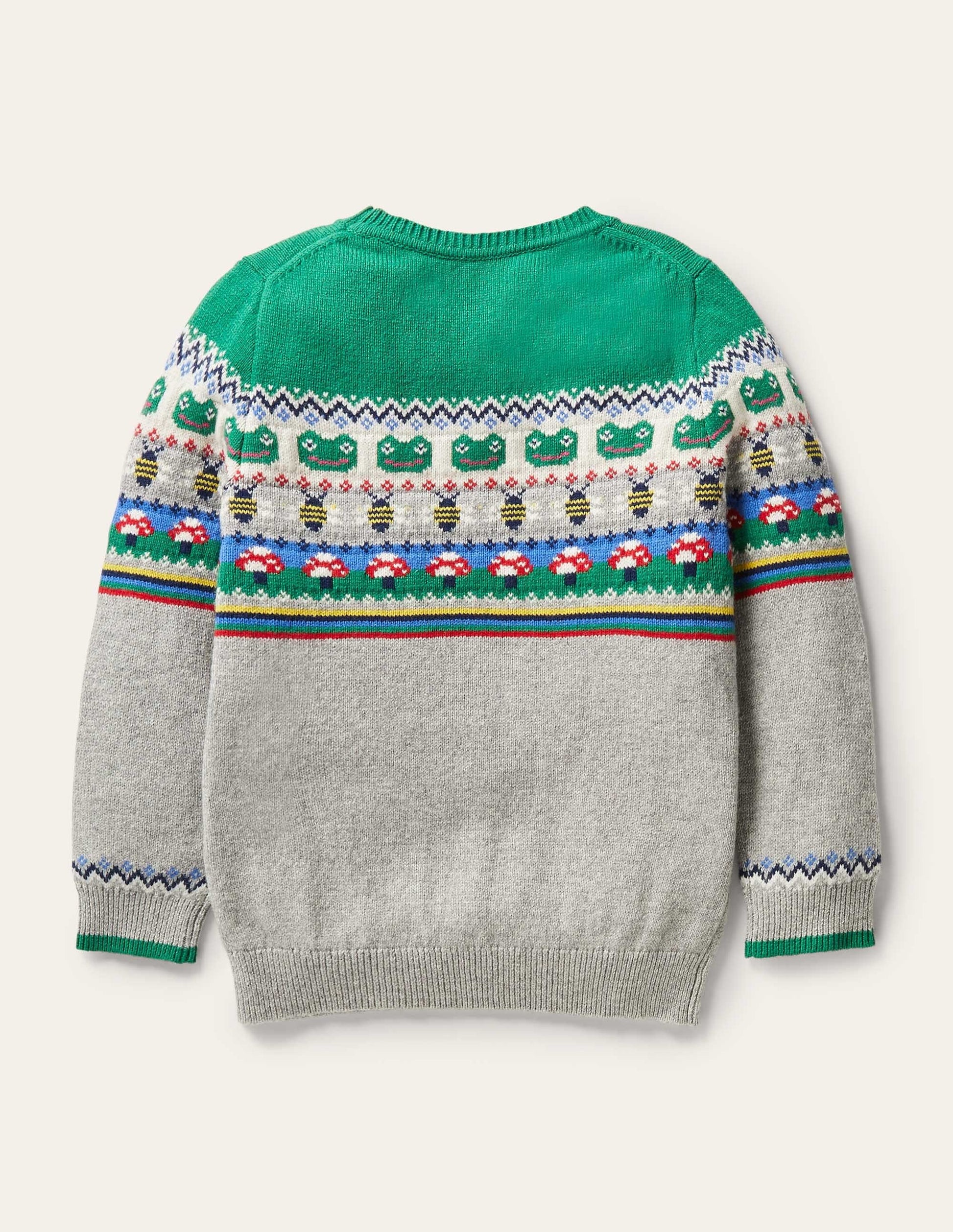 Fair Isle Crew Jumper-Grey Marl/Green Pepper Frog-2