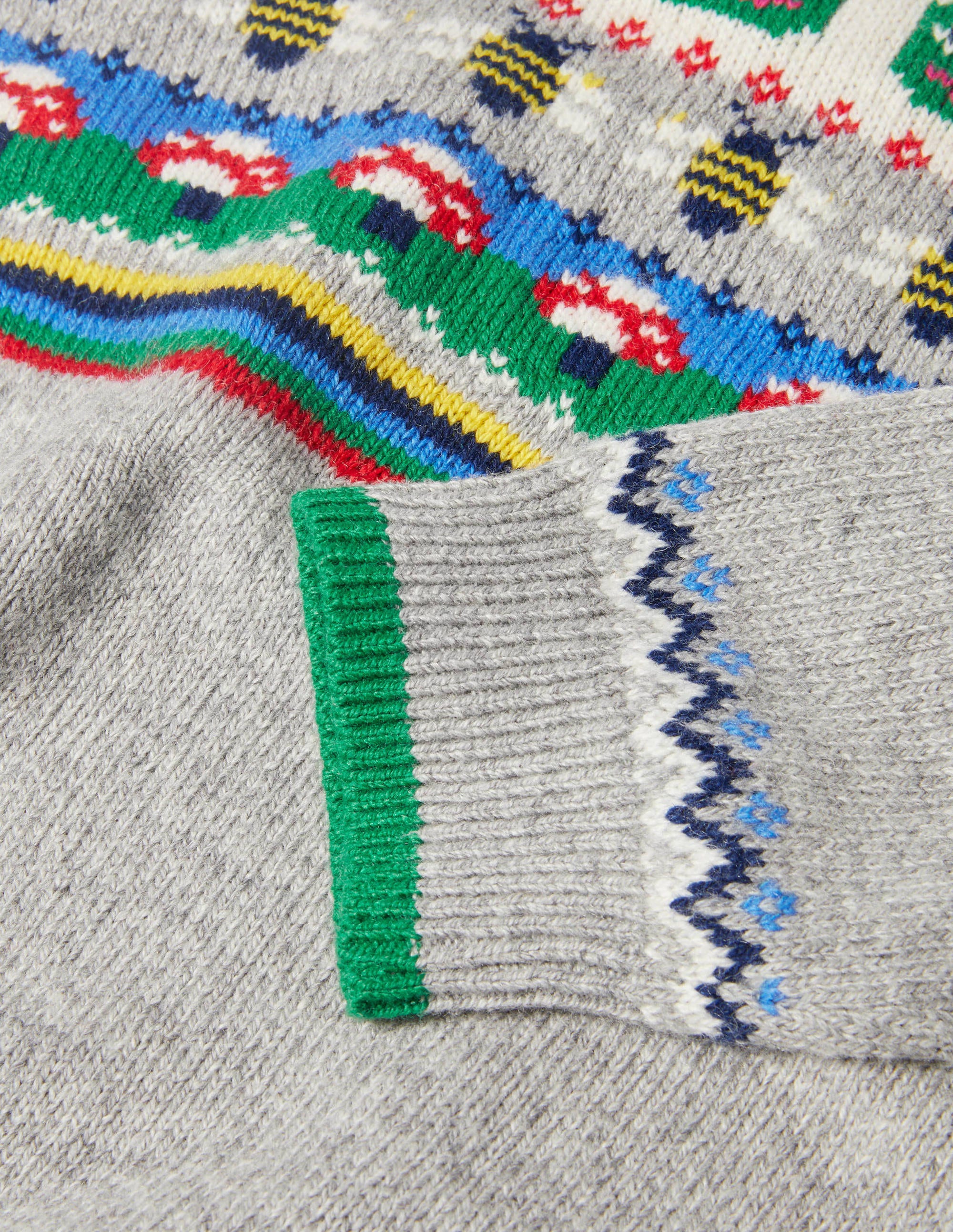 Fair Isle Crew Jumper-Grey Marl/Green Pepper Frog - Image 3