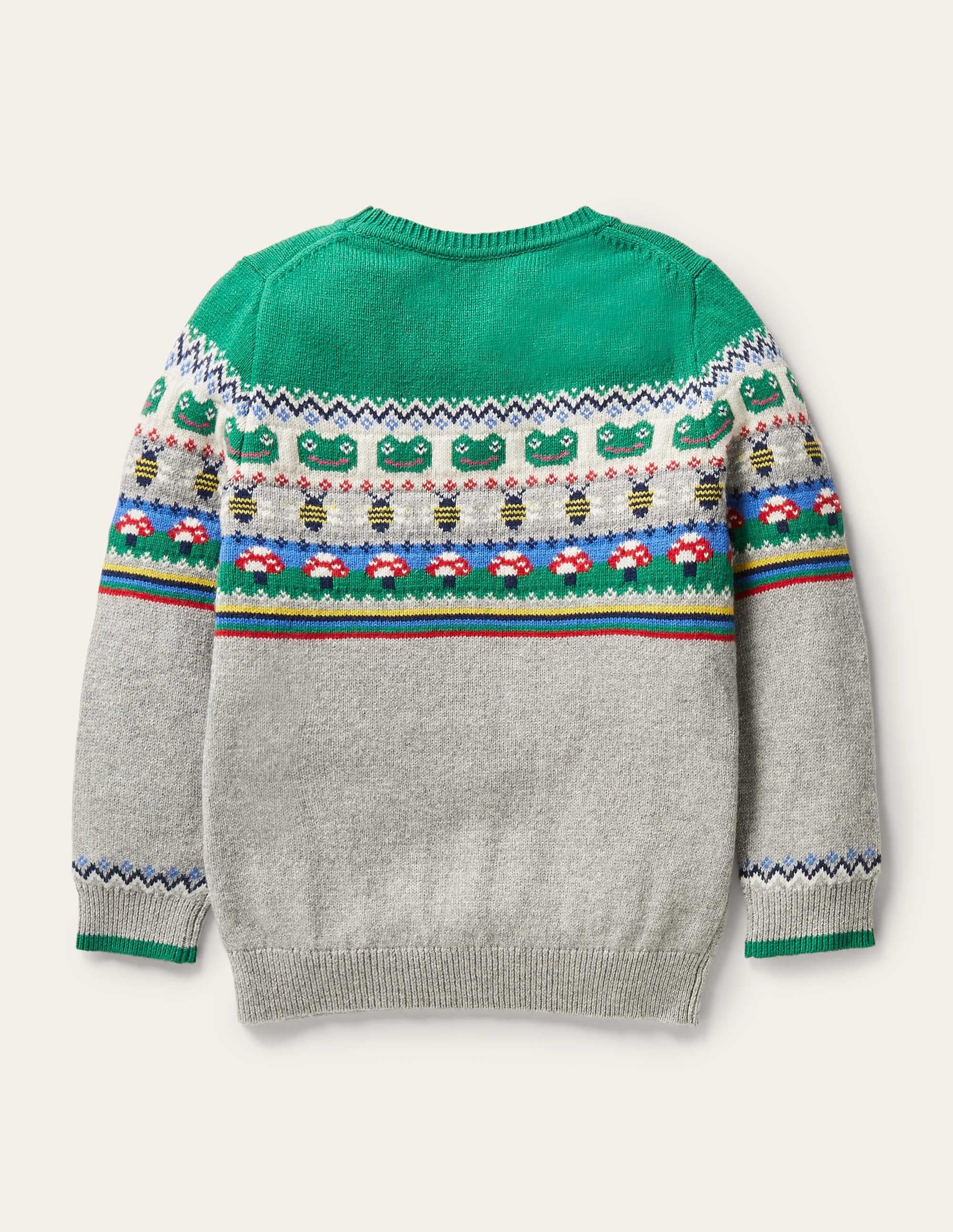 Fair Isle Crew Jumper-Grey Marl/Green Pepper Frog - Image 5