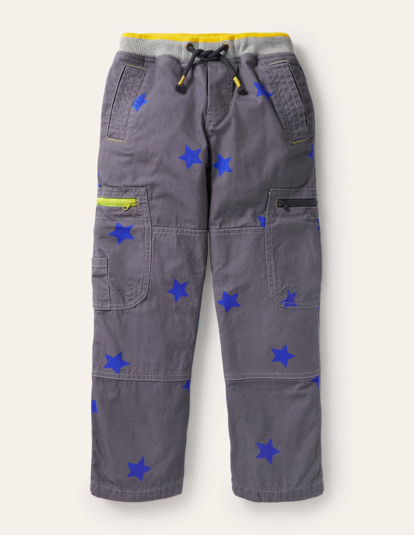 Cosy Lined Cargo Trousers-Soot Grey/Brilliant Blue Star