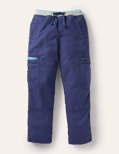 Cosy Lined Cargo Trousers-College Navy-1