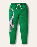 Appliqué Joggers-Highland Green Dinosaur