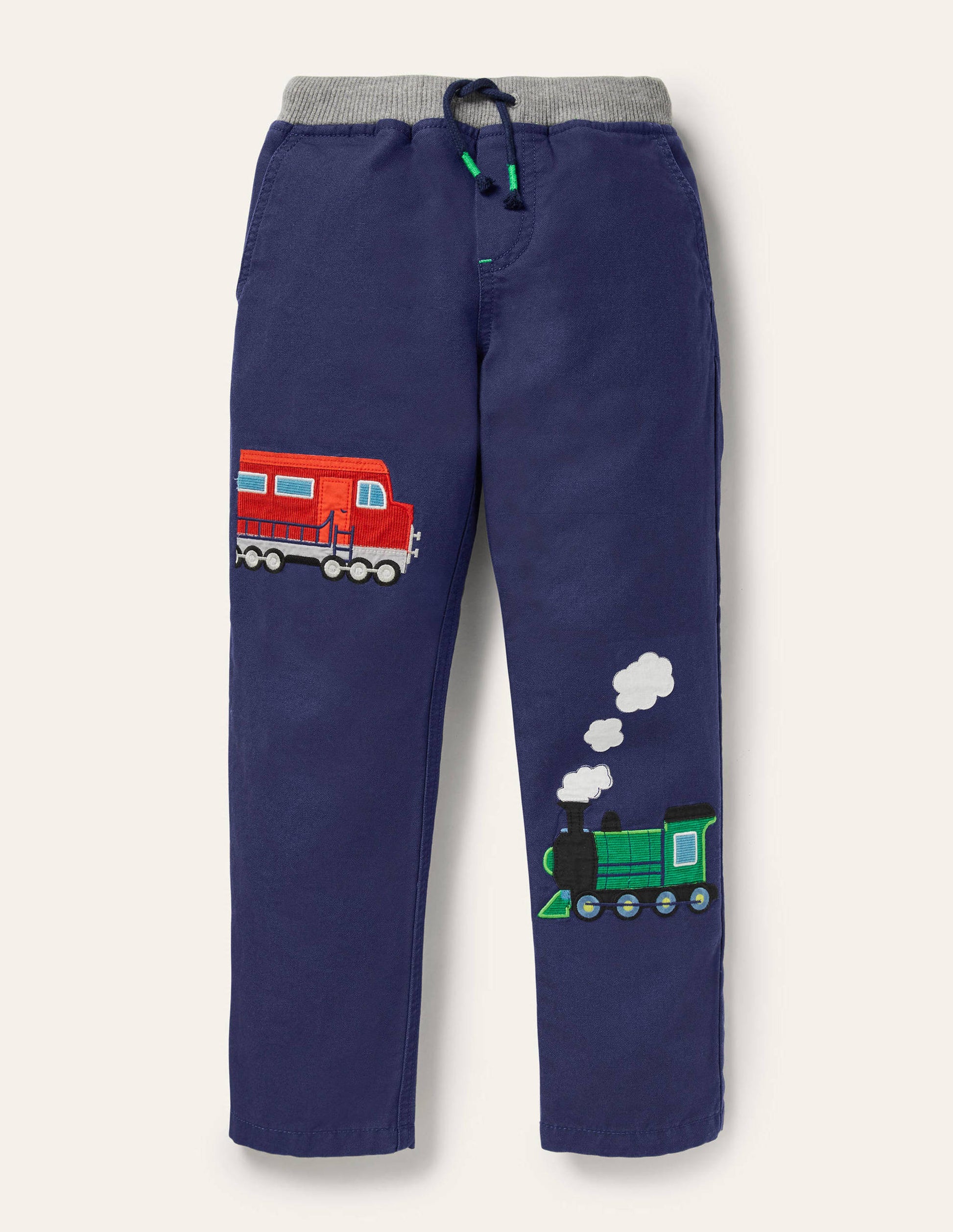 Appliqué Pull-on Trousers-Starboard Blue Trains-2