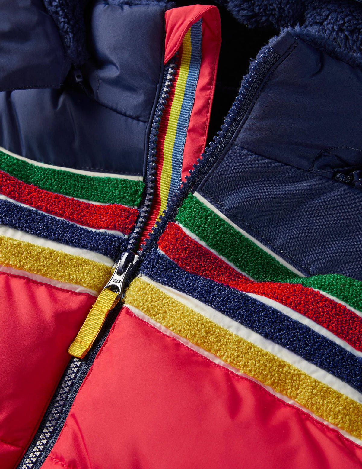 Shower-Resistant Padded Jacket-Rockabilly Red/Navy Rainbow - Image 3