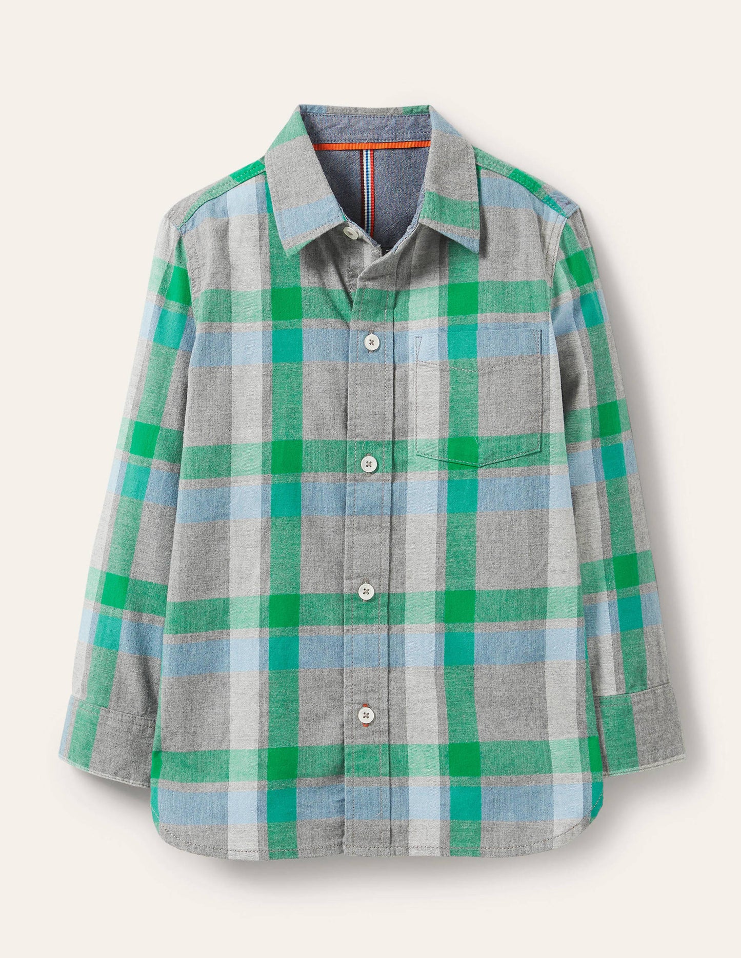 Casual Twill Shirt-Grey Marl/Green