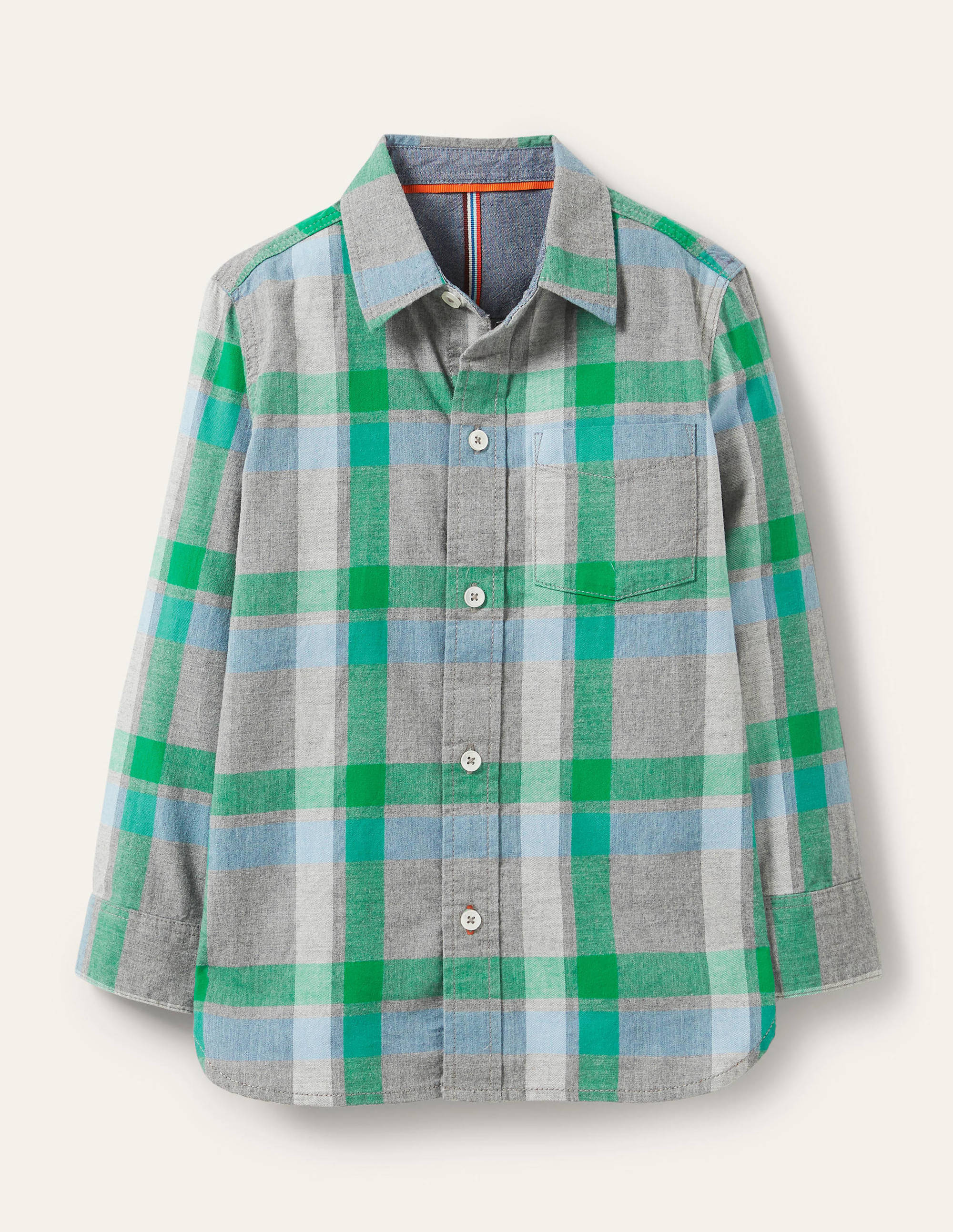 Casual Twill Shirt-Grey Marl/Green - Image 1