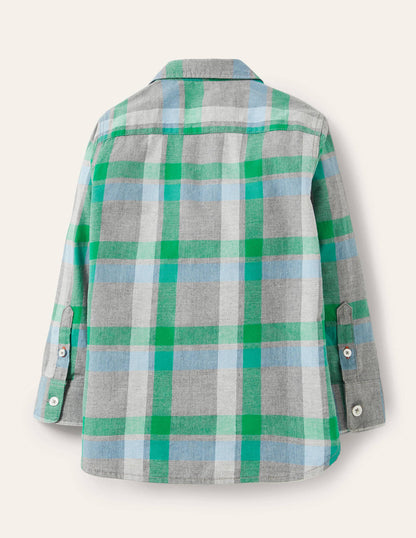 Casual Twill Shirt-Grey Marl/Green-2