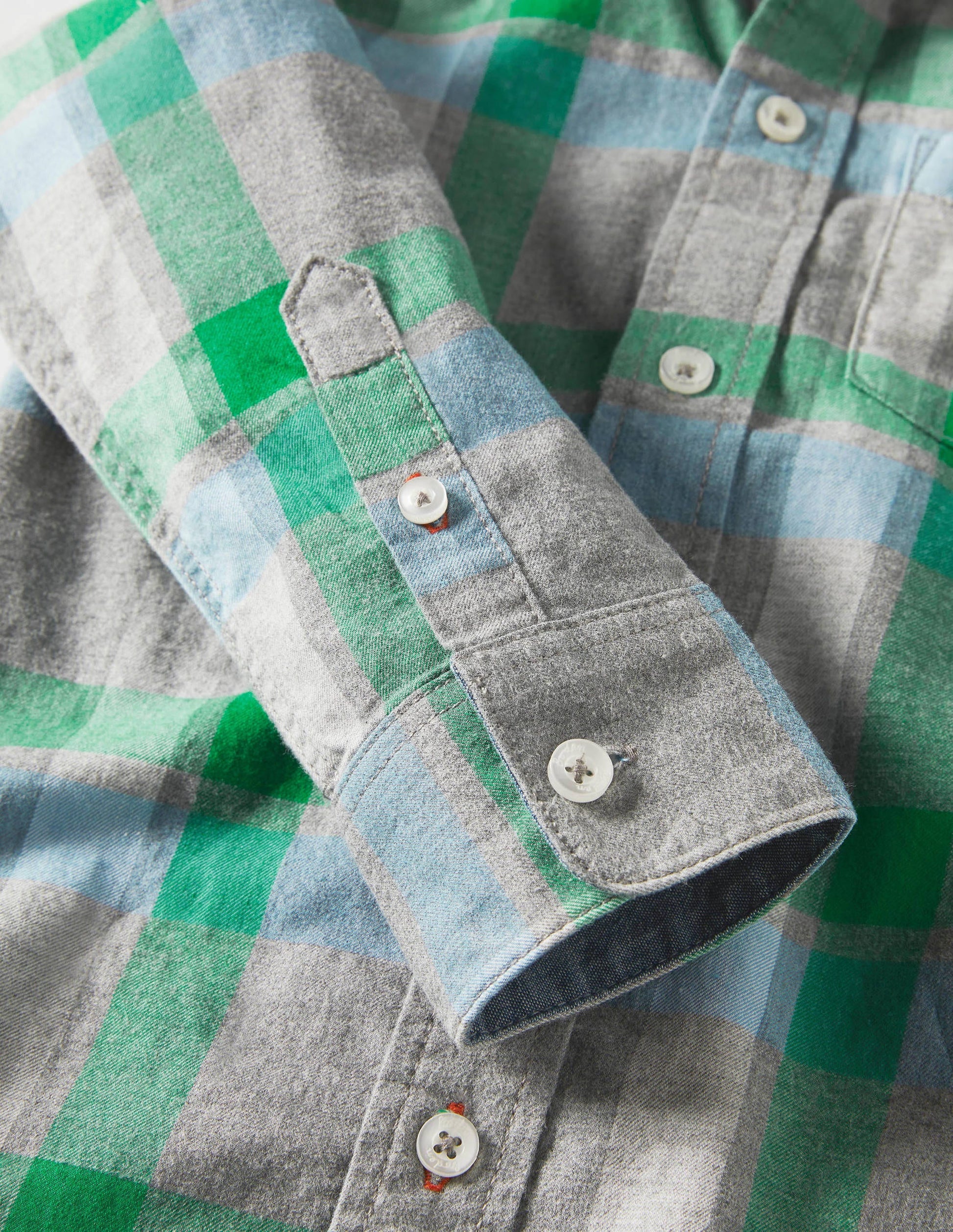 Casual Twill Shirt-Grey Marl/Green-3