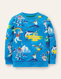 Printed Sweatshirt-Moroccan Blue Heros
