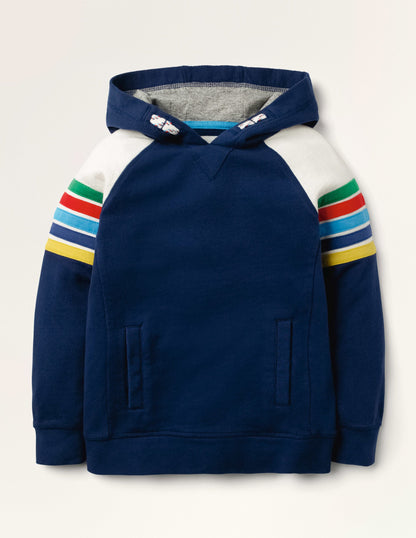 Rainbow Stripe Hoodie-College Navy Rainbow