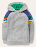 Rainbow Stripe Hoodie-Grey Marl Rainbow