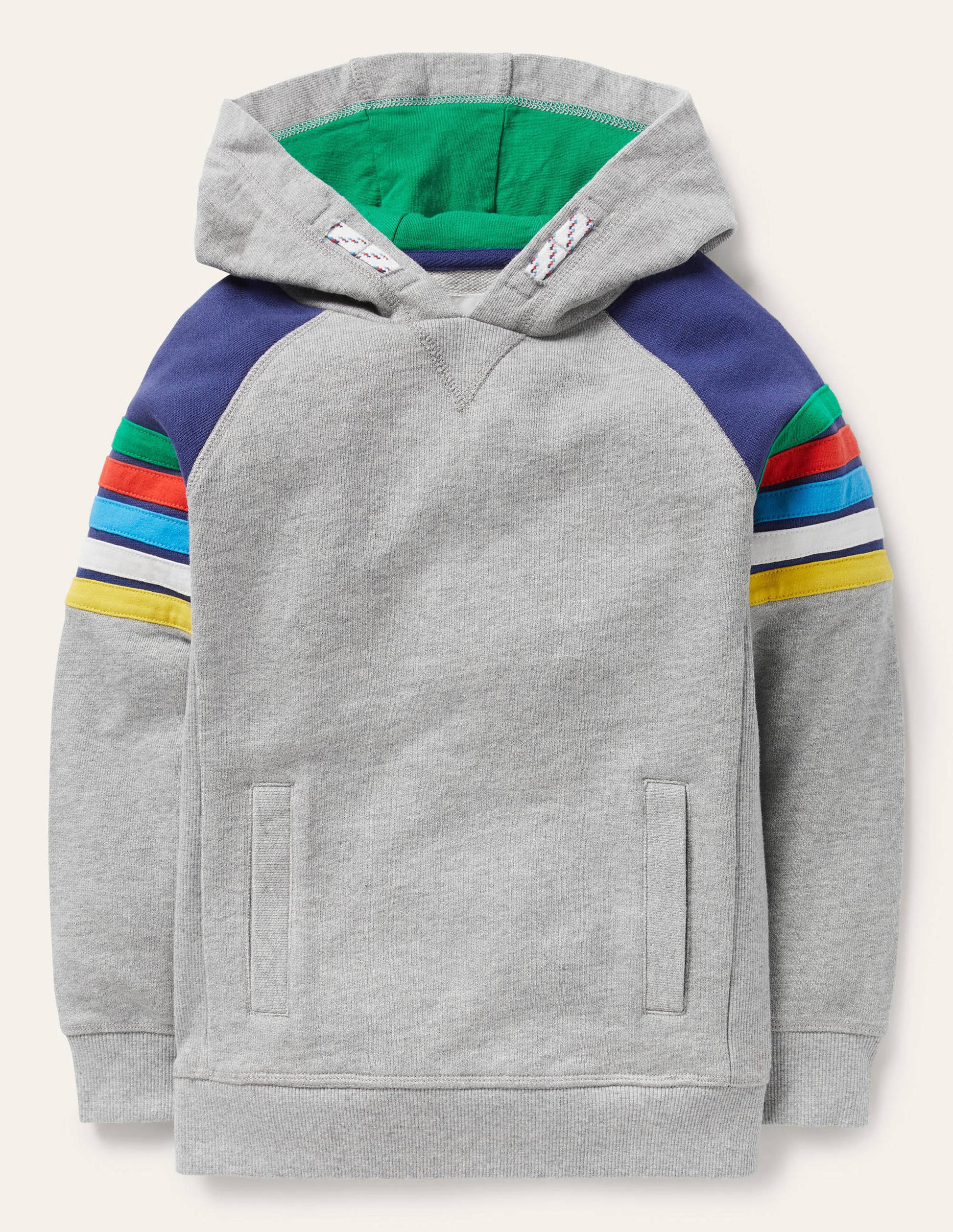 Rainbow Stripe Hoodie-Grey Marl Rainbow-1