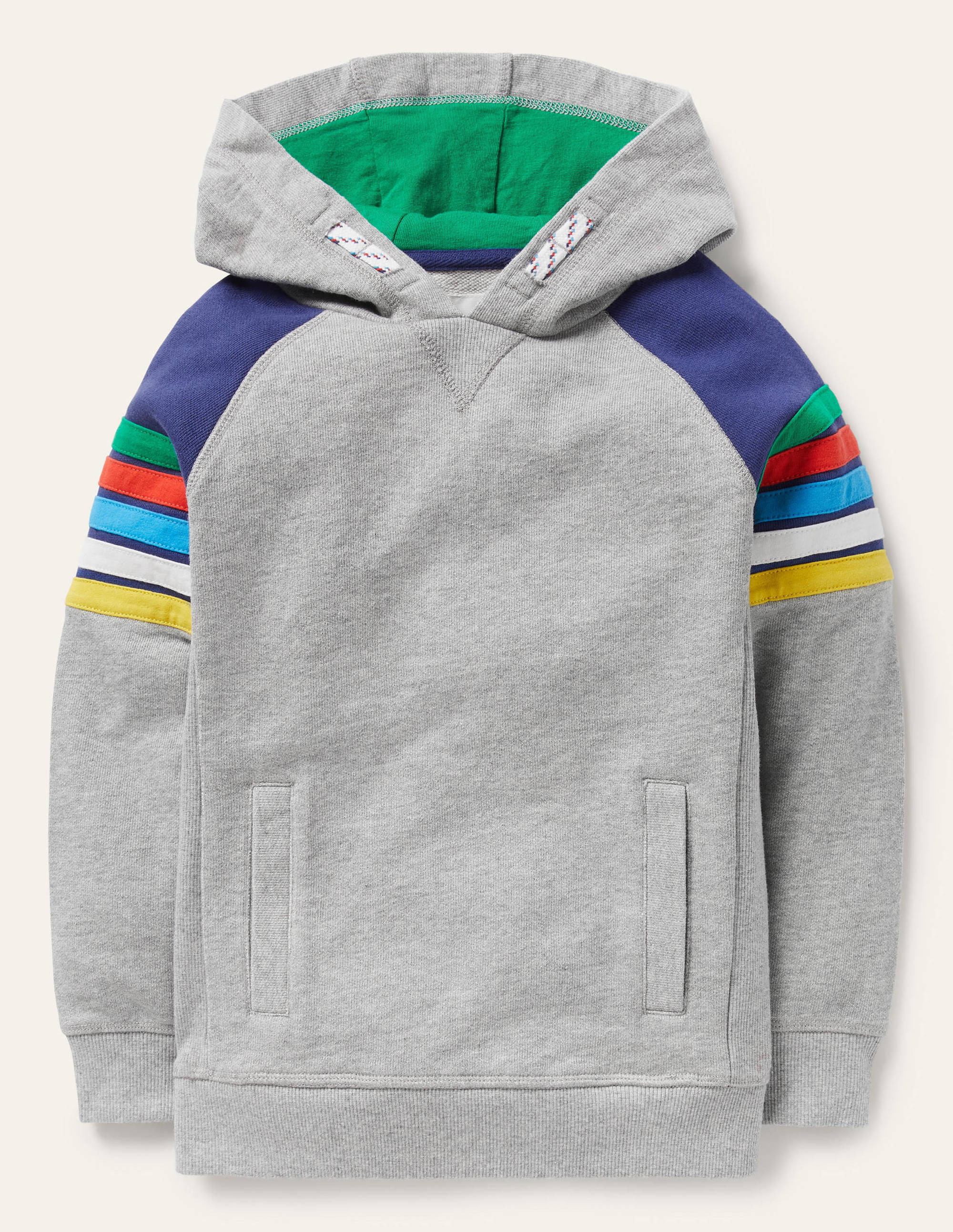 Rainbow Stripe Hoodie-Grey Marl Rainbow - Image 1