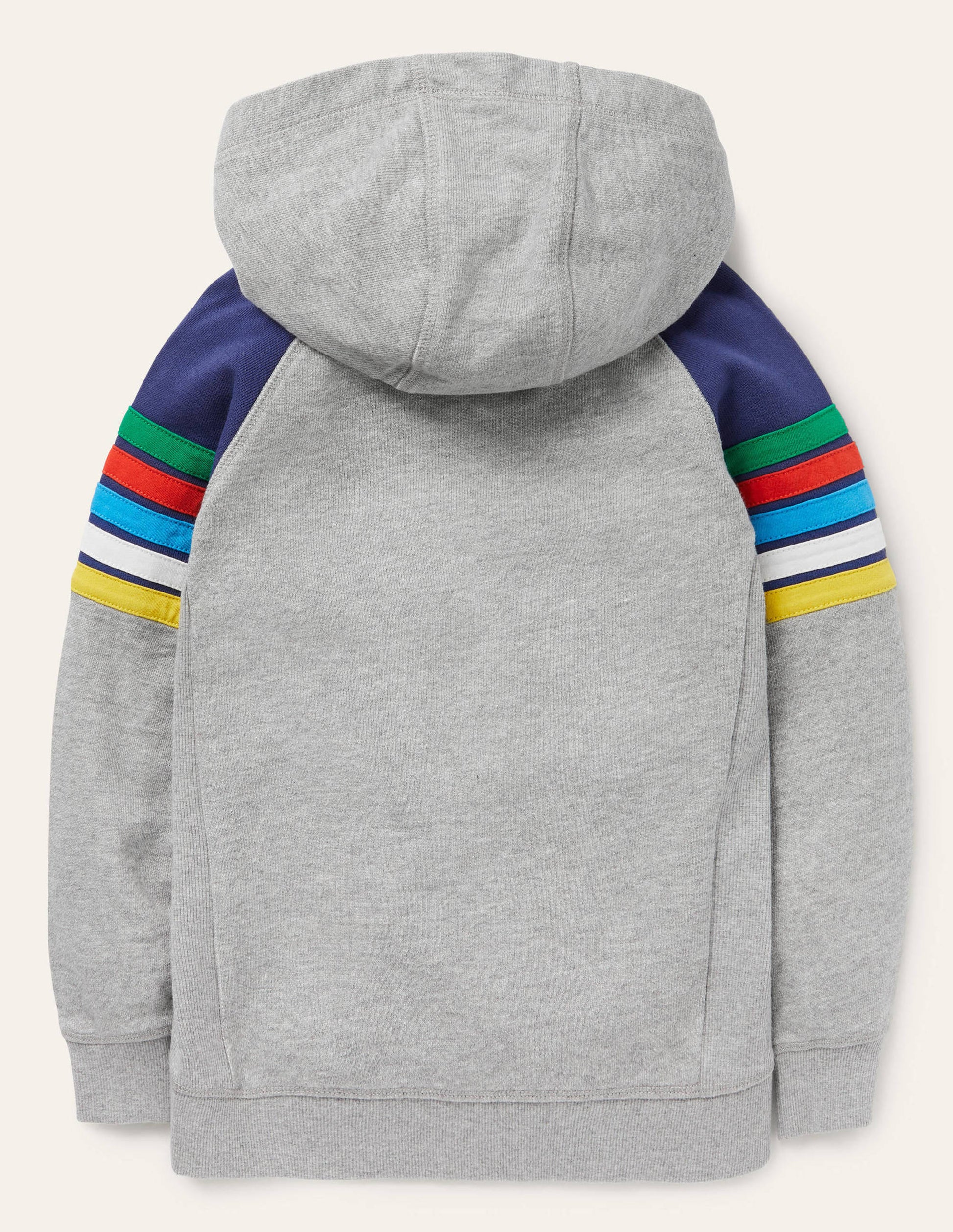 Rainbow Stripe Hoodie-Grey Marl Rainbow-2