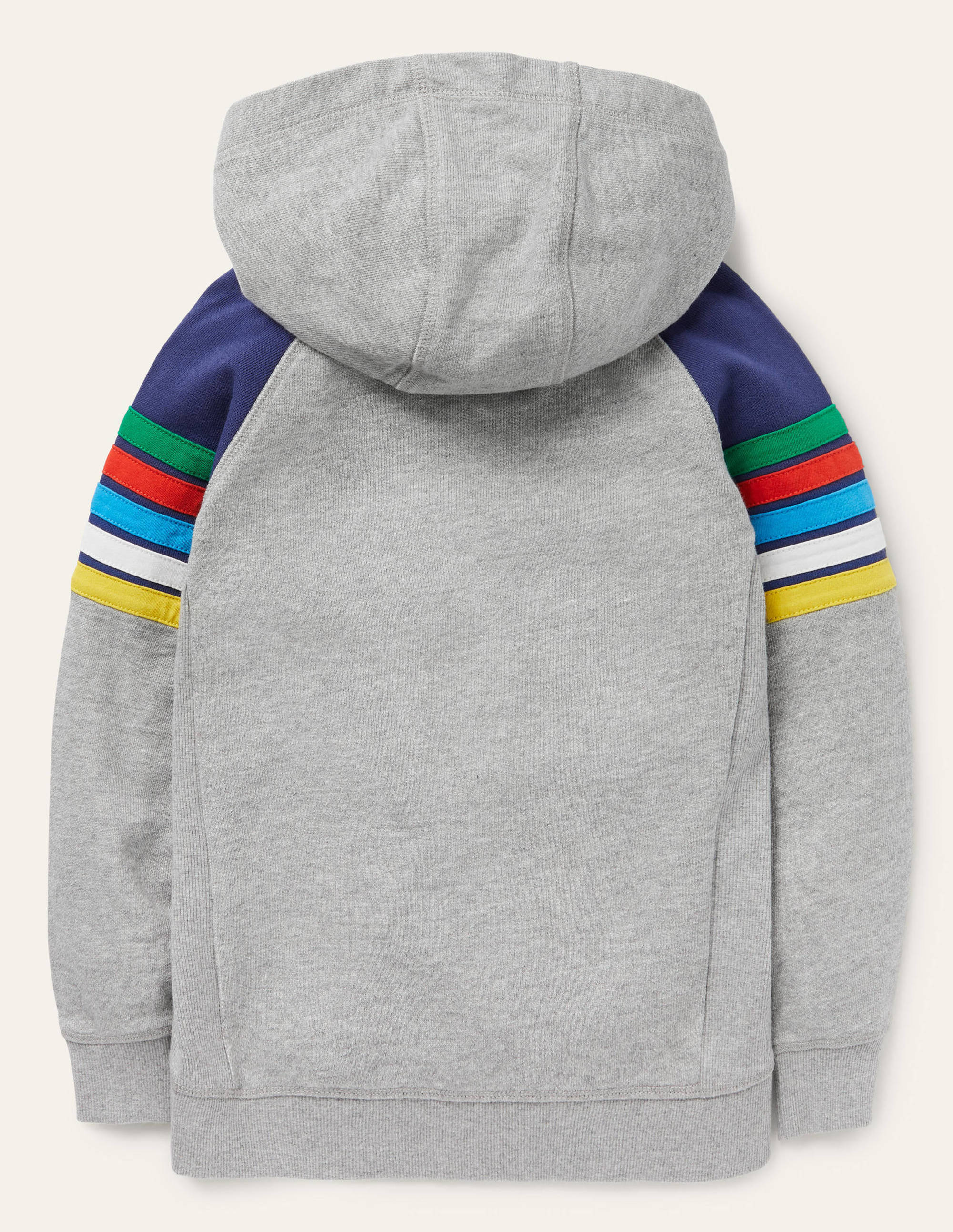 Rainbow Stripe Hoodie-Grey Marl Rainbow - Image 2